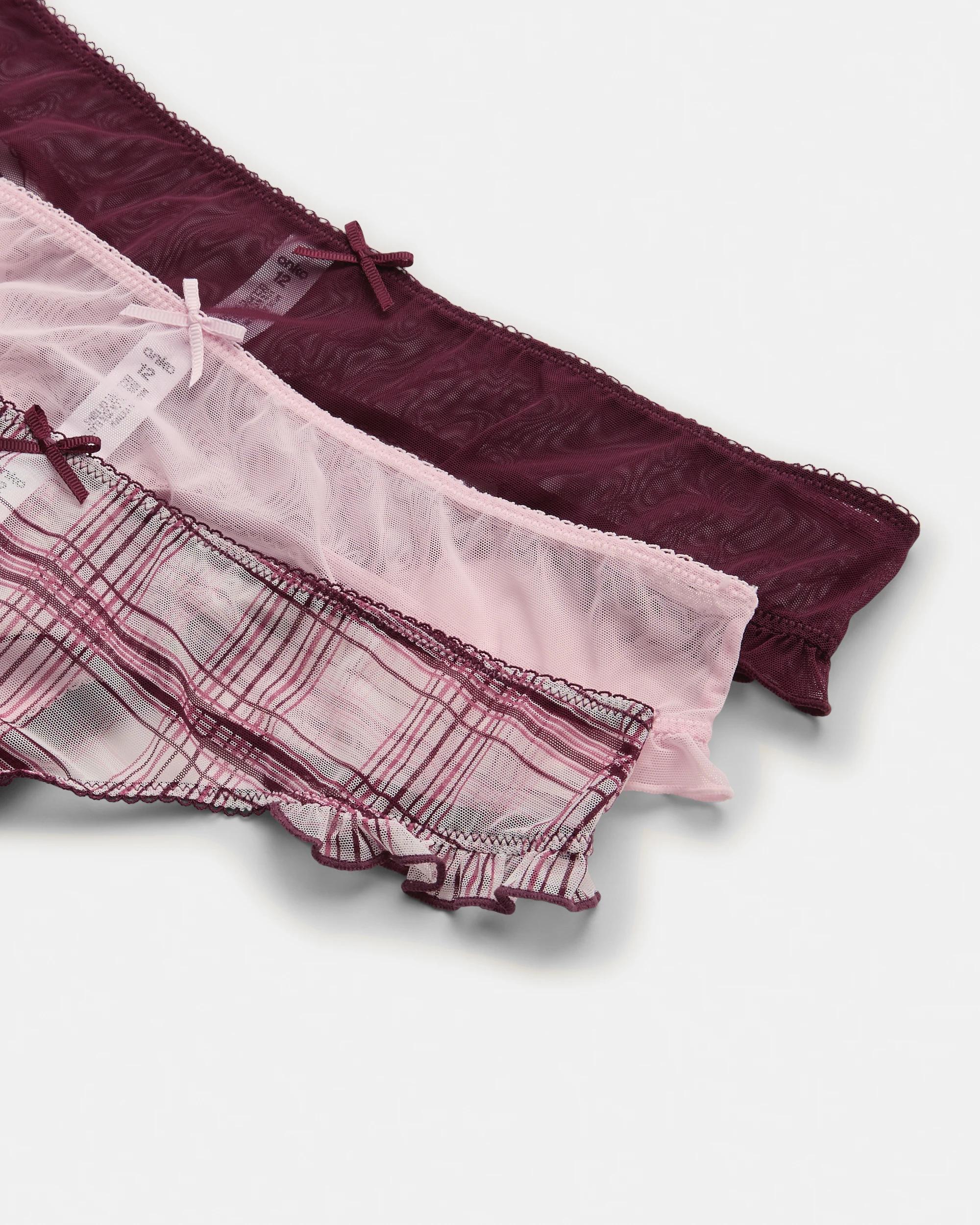 3 3 Pack Mesh G-String Briefs Burg Check, 3 of 10