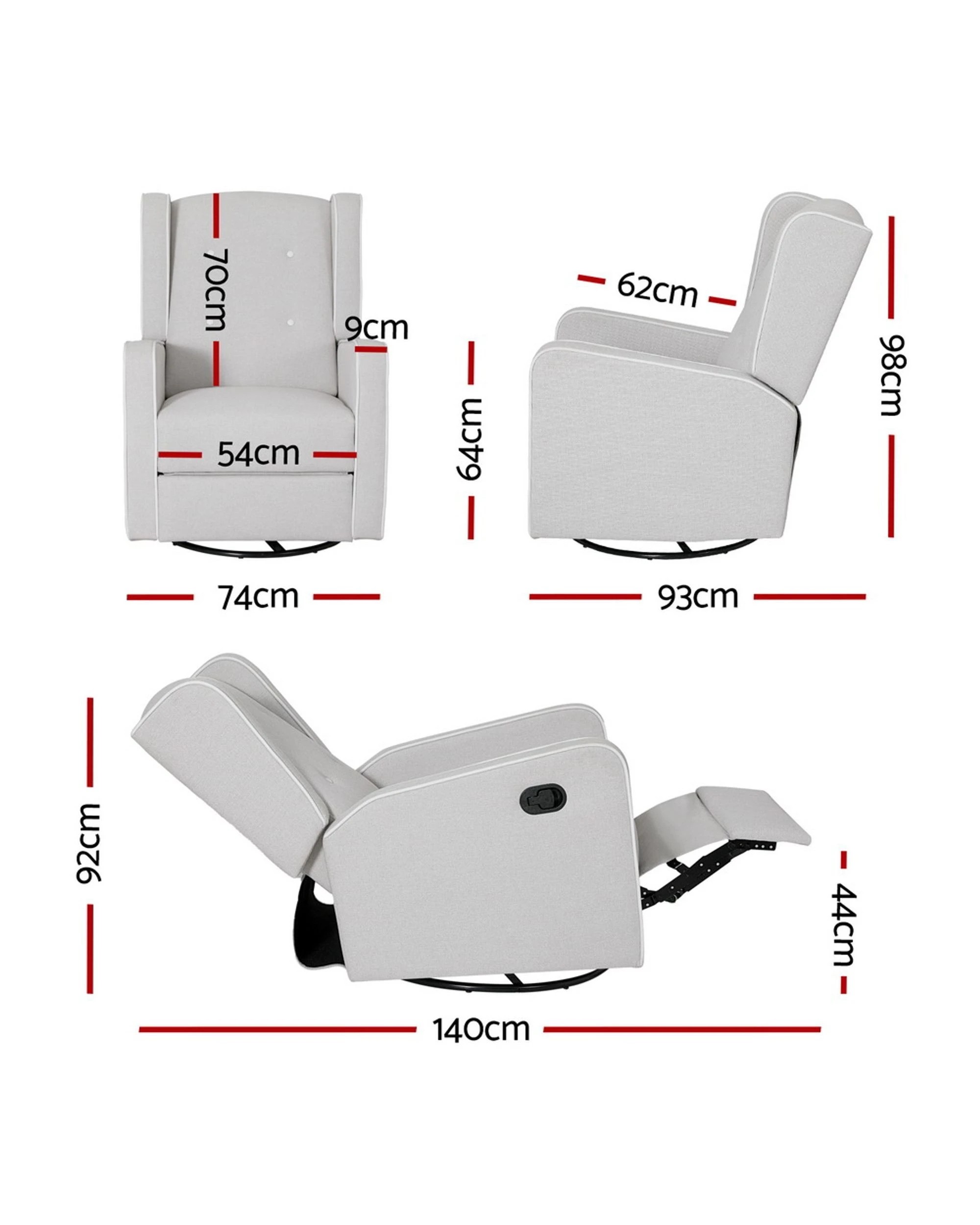 2 Artiss Recliner Armchair 360° Swive
 - Grey, 2 of 3