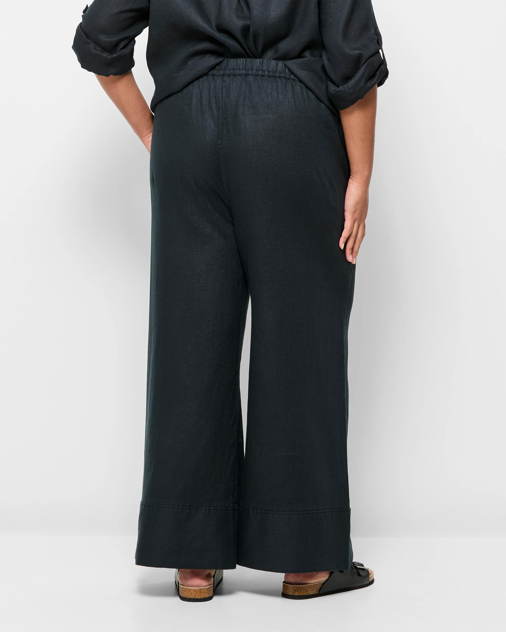 4 Target Plus Size European Linen Wide Leg Pants BLACK, 4 of 5