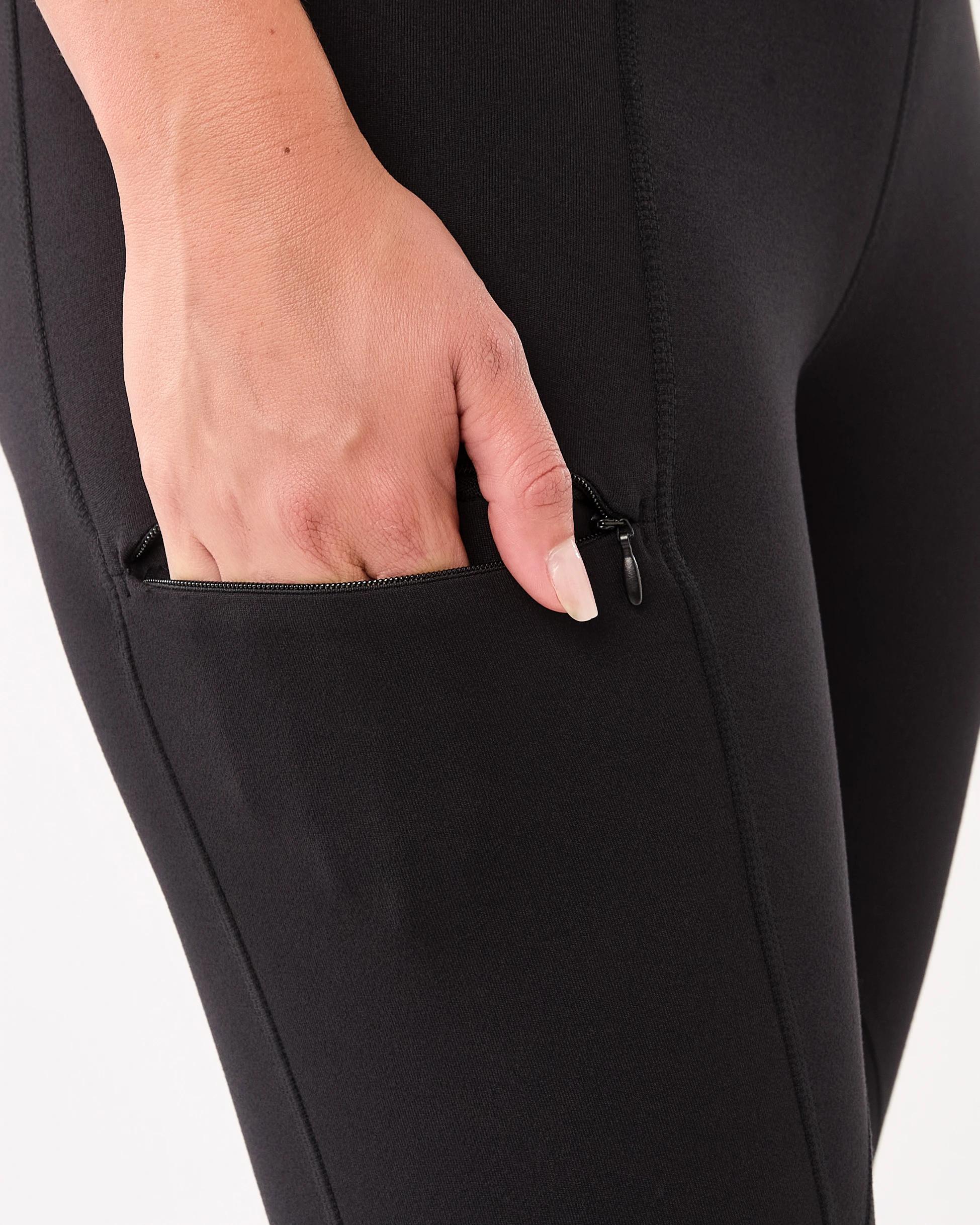 5 Active Womens Out Fleece Zip Leggings Black, 5 of 6