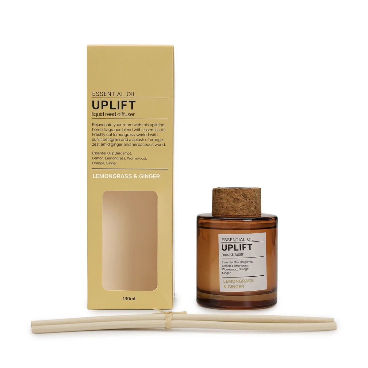 2 Aroma Uplift Lemongrass & Ginger Essential Oil Blend Liquid Reed Diffuser 130ml, 2 of 7