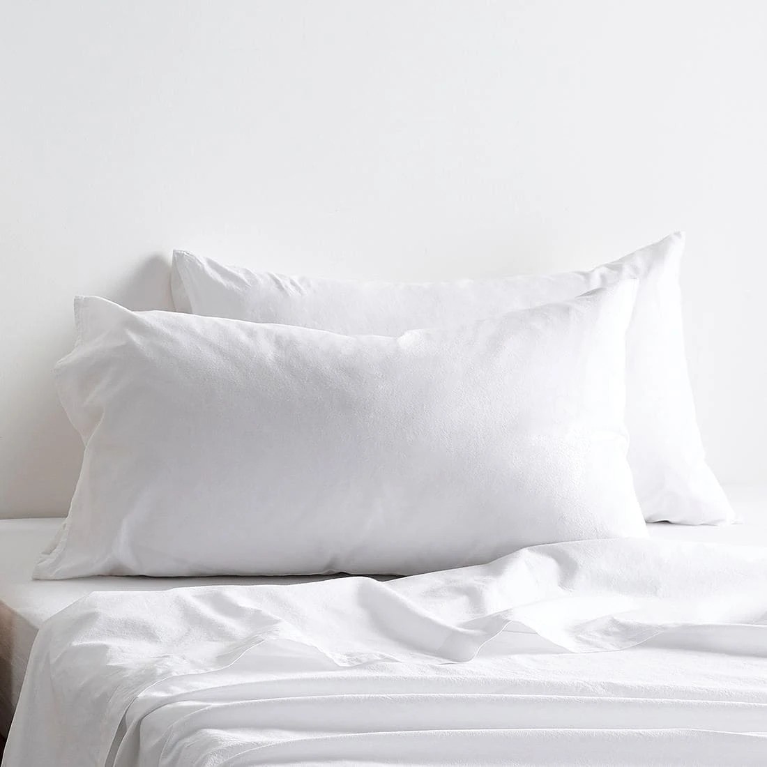 1 Arlo Stonewash 2 Pack Pillowcases - Queen Bed - White, 1 of 3