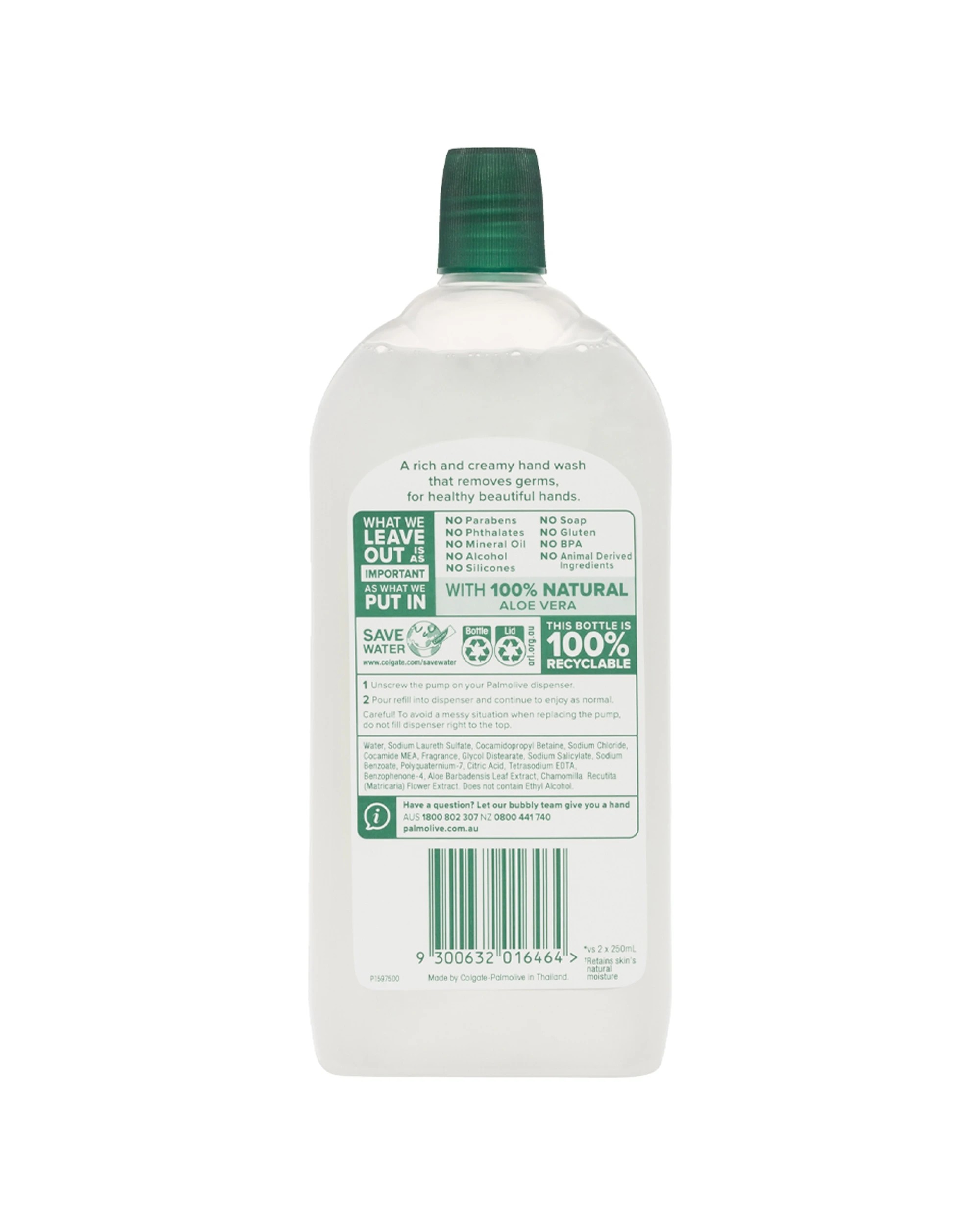 3 Palmolive 6PK Hand Wash Refill 500ml Aloe and Chamomile Ingredients - White, 3 of 3