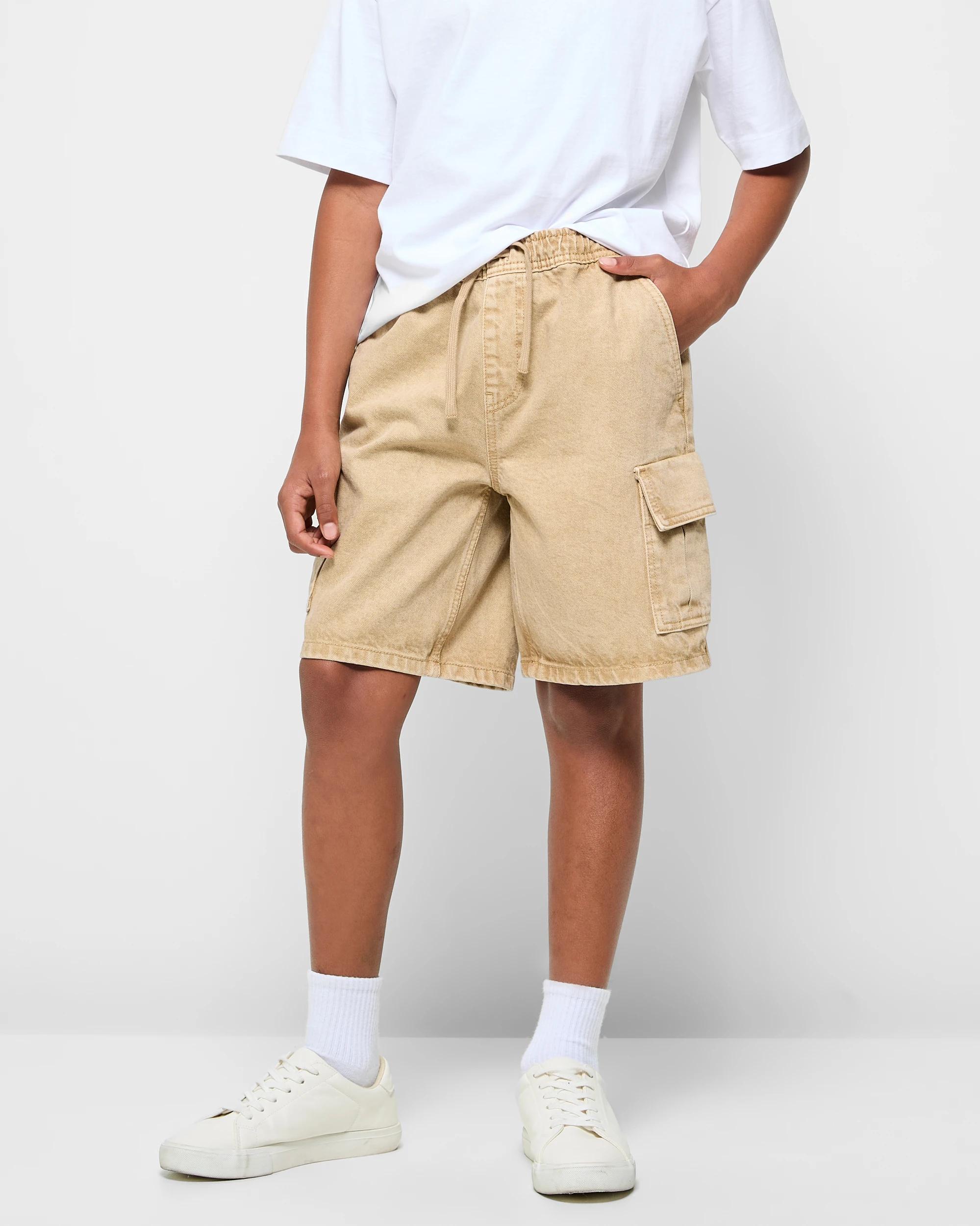 1 Target Denim Cargo Shorts TAN, 1 of 5