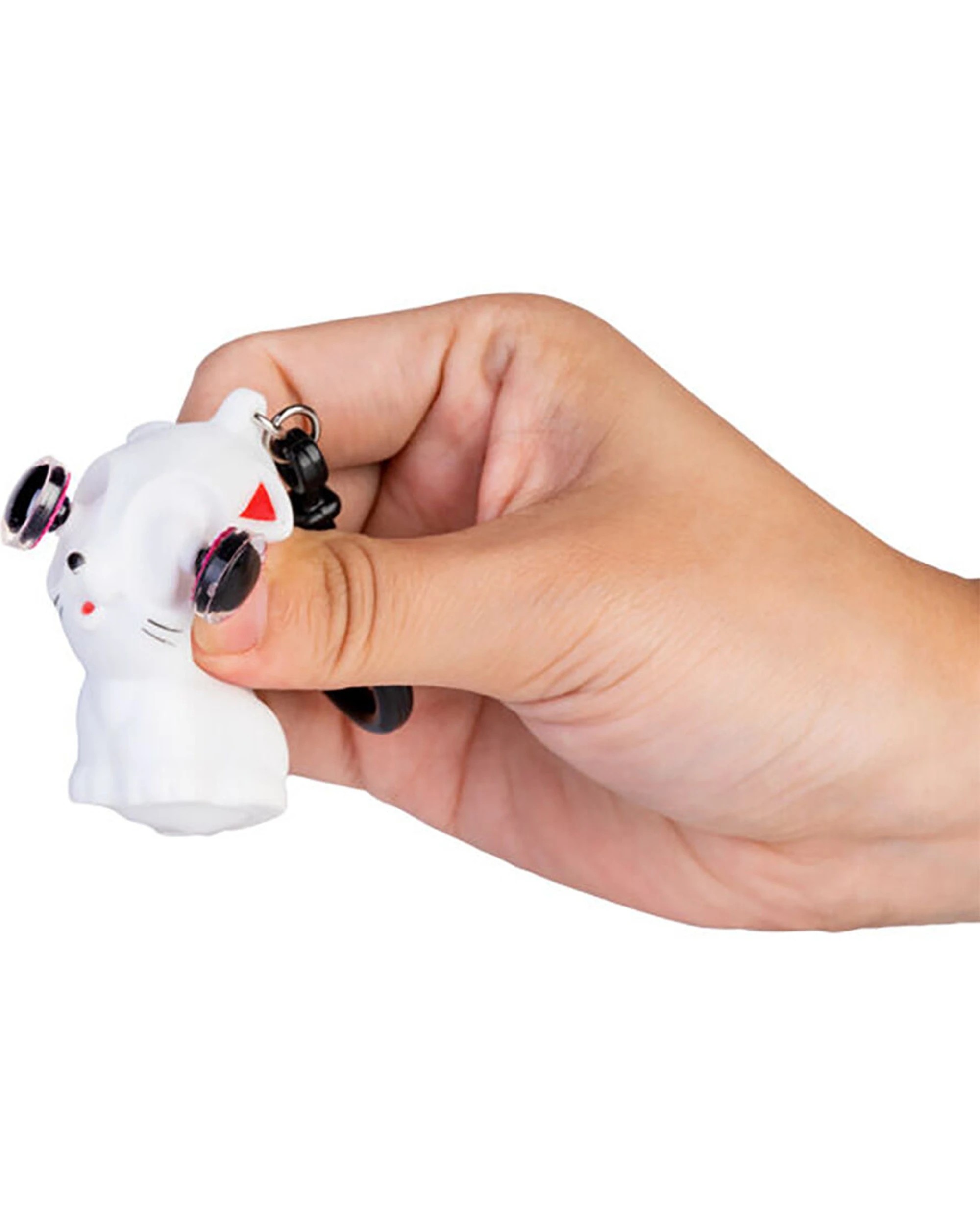 3 MDI Eye Popping Keychain Cat Squeeze Fidget Toy 3.5x4.8cm - White, 3 of 3