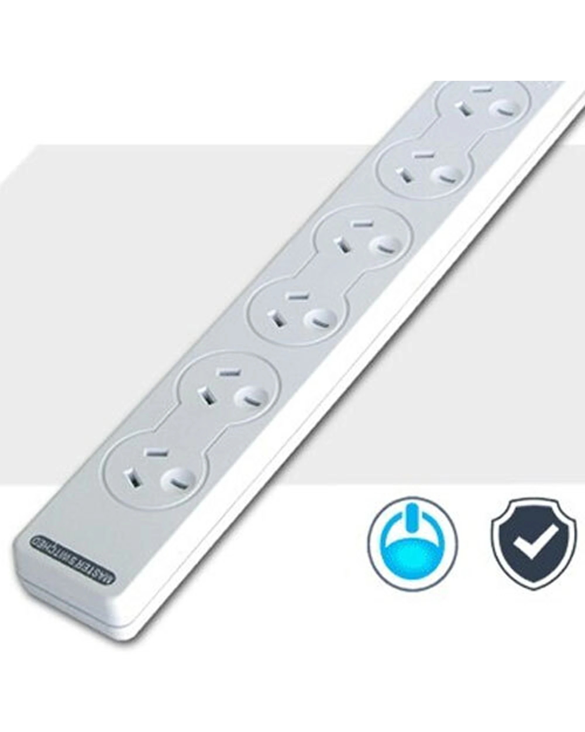 3 Sansai 6 Way Power Board Outlets Socket With Overload Protection 1m Cord - White, 3 of 3
