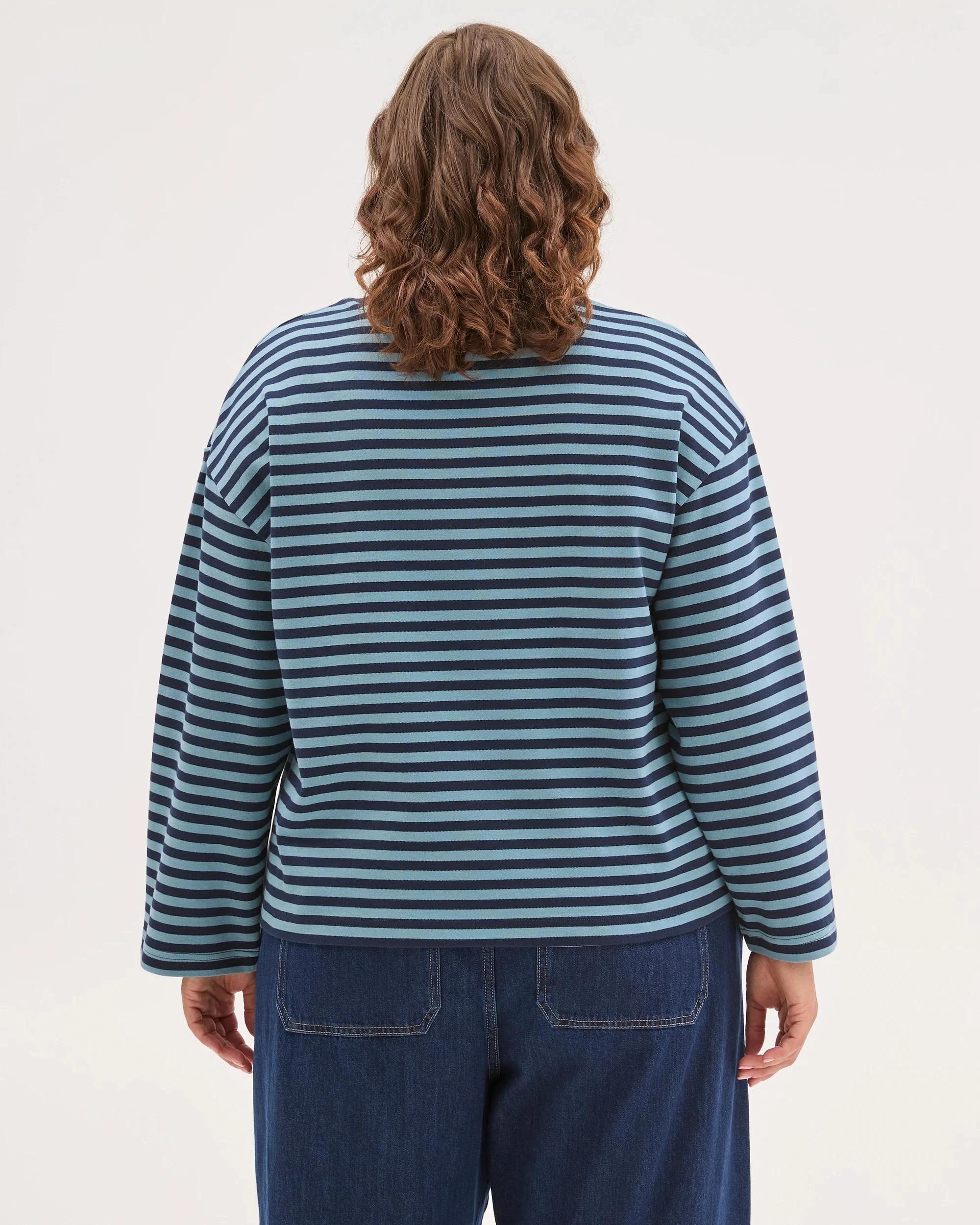 7 Target Curve Plus Size Australian Cotton Long Wide Sleeve T-Shirt NAVY BLAZER STRIPE, 7 of 7