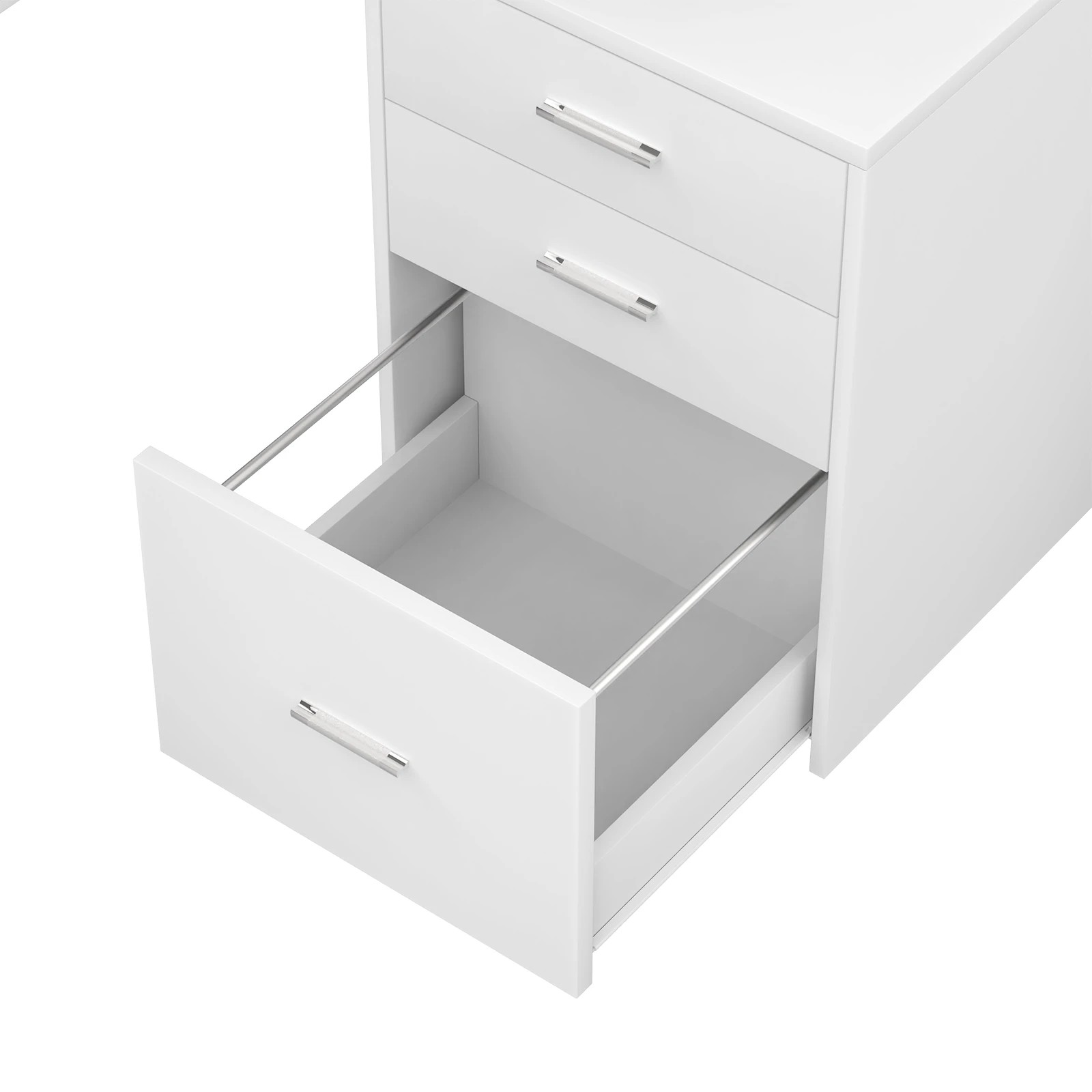 7 Advwin L Shaped Computer Desk with LED Lights & Power Outlets - White, 7 of 10