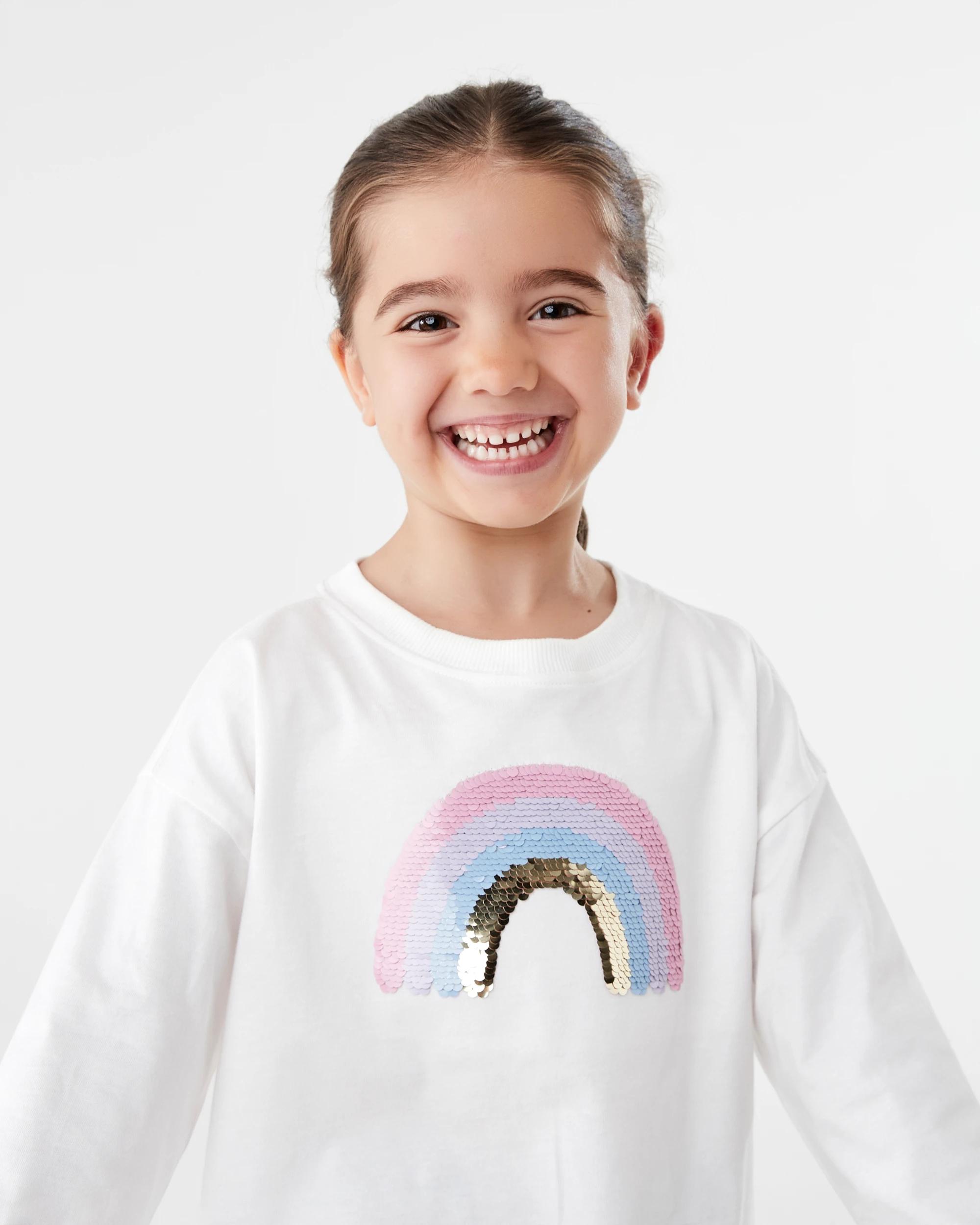 3 Long Sleeve Oversized T-shirt Wht Rainbw, 3 of 8