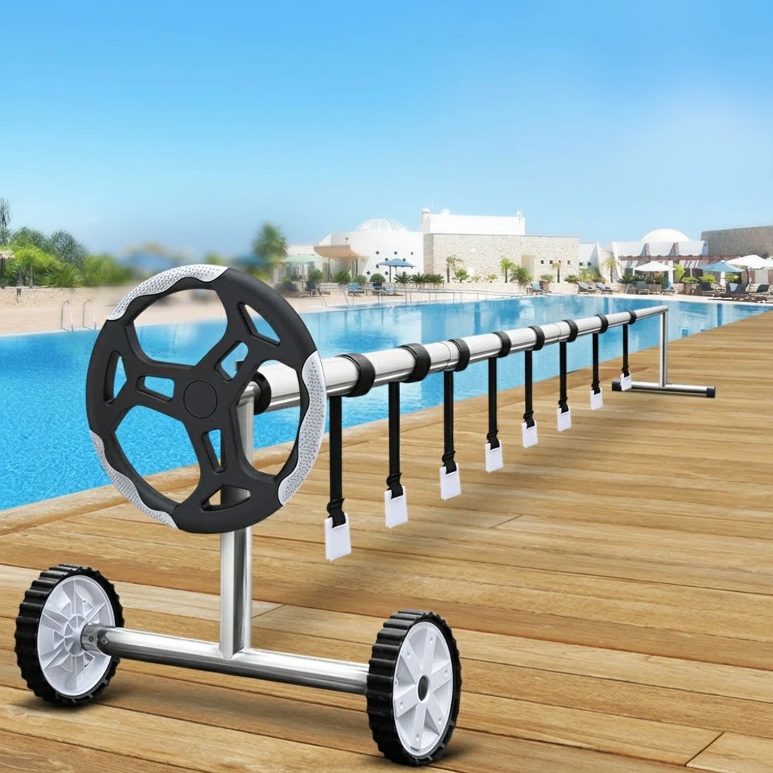 7 Aquabuddy Pool Cover Roller 5.5m Adjustable Swimming Pool Solar Blanket Reel - Multi, 7 of 9