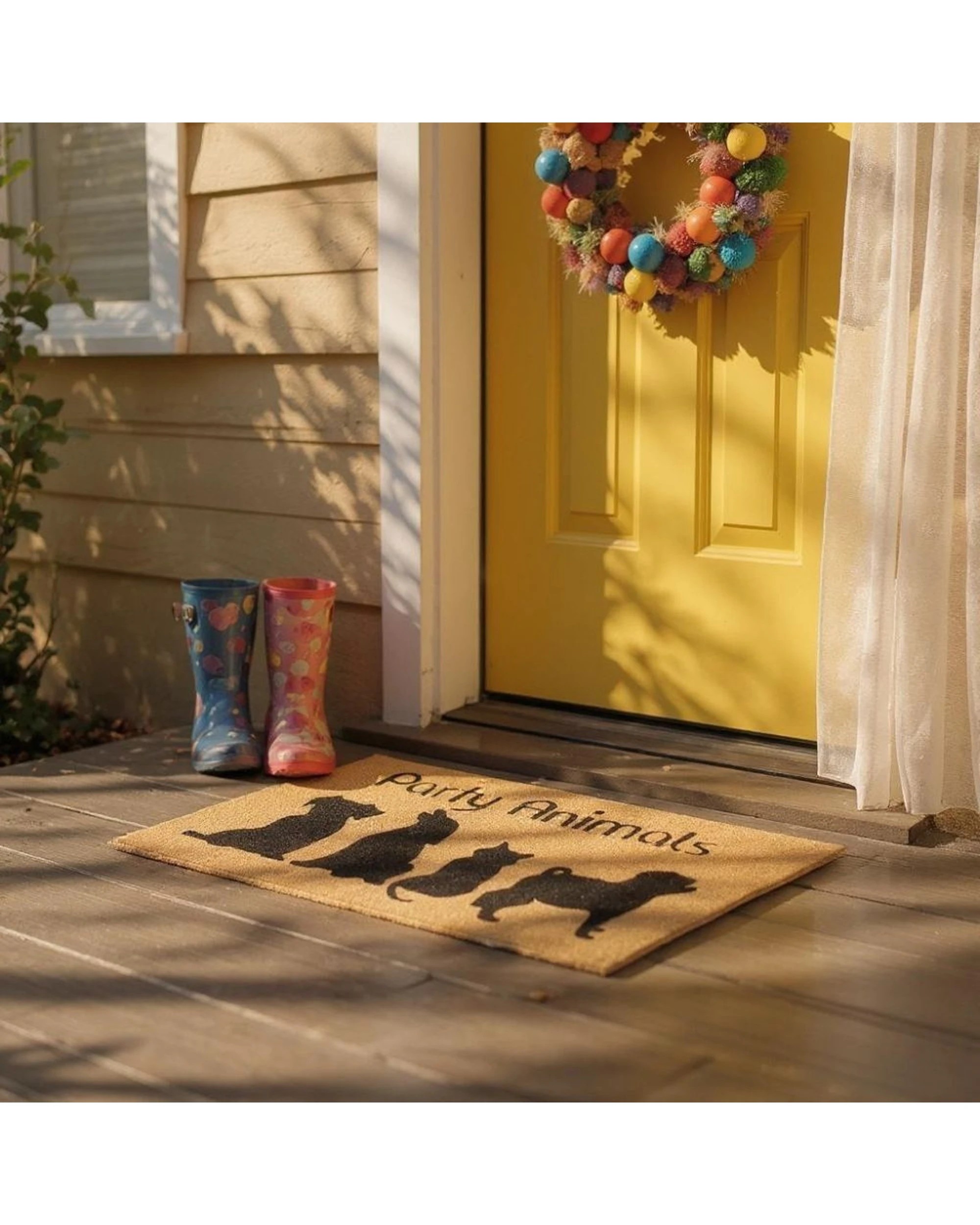 3 Solemate PVC Party Animals 45x75cm Outdoor Doormat PVC Backed Coconut Coir - Natural, 3 of 3