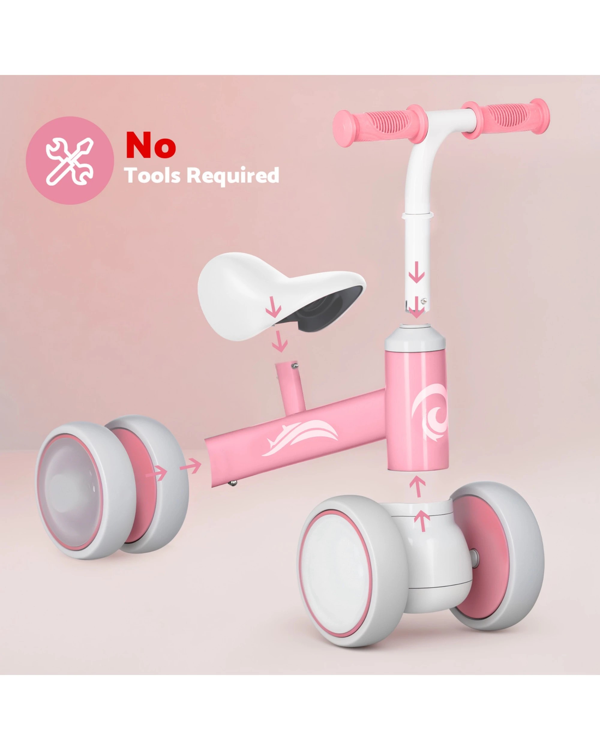 8 Advwin Baby Balance Bike Colorful Lighting Toddler No Pedal Push Bicycle Ride on Toy for 12-36 Month Pink, 8 of 8
