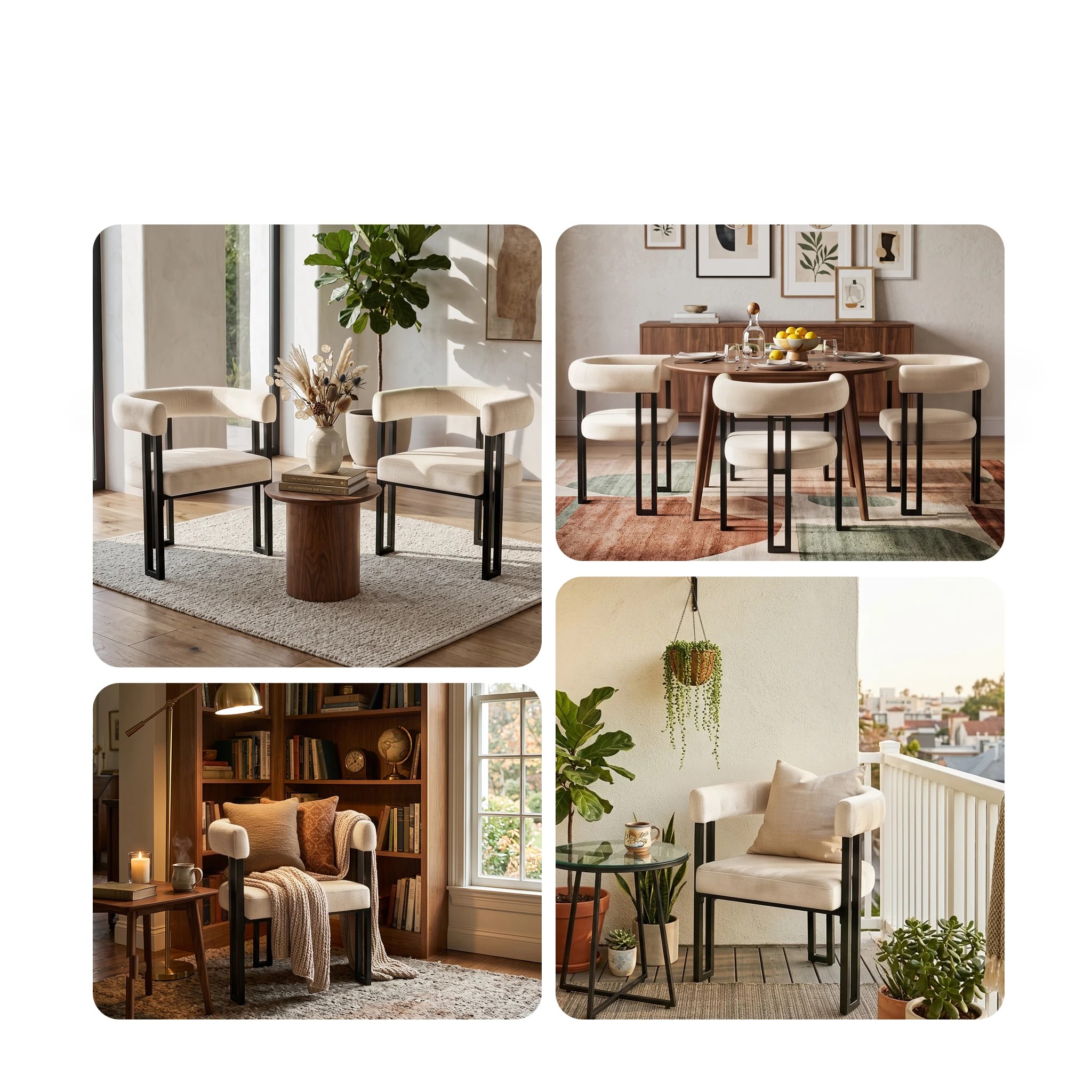 8 Artiss Dining Chairs Set of 6 Upholstered Barrel Chairs with Curved Armrests & Back - Beige, 8 of 9