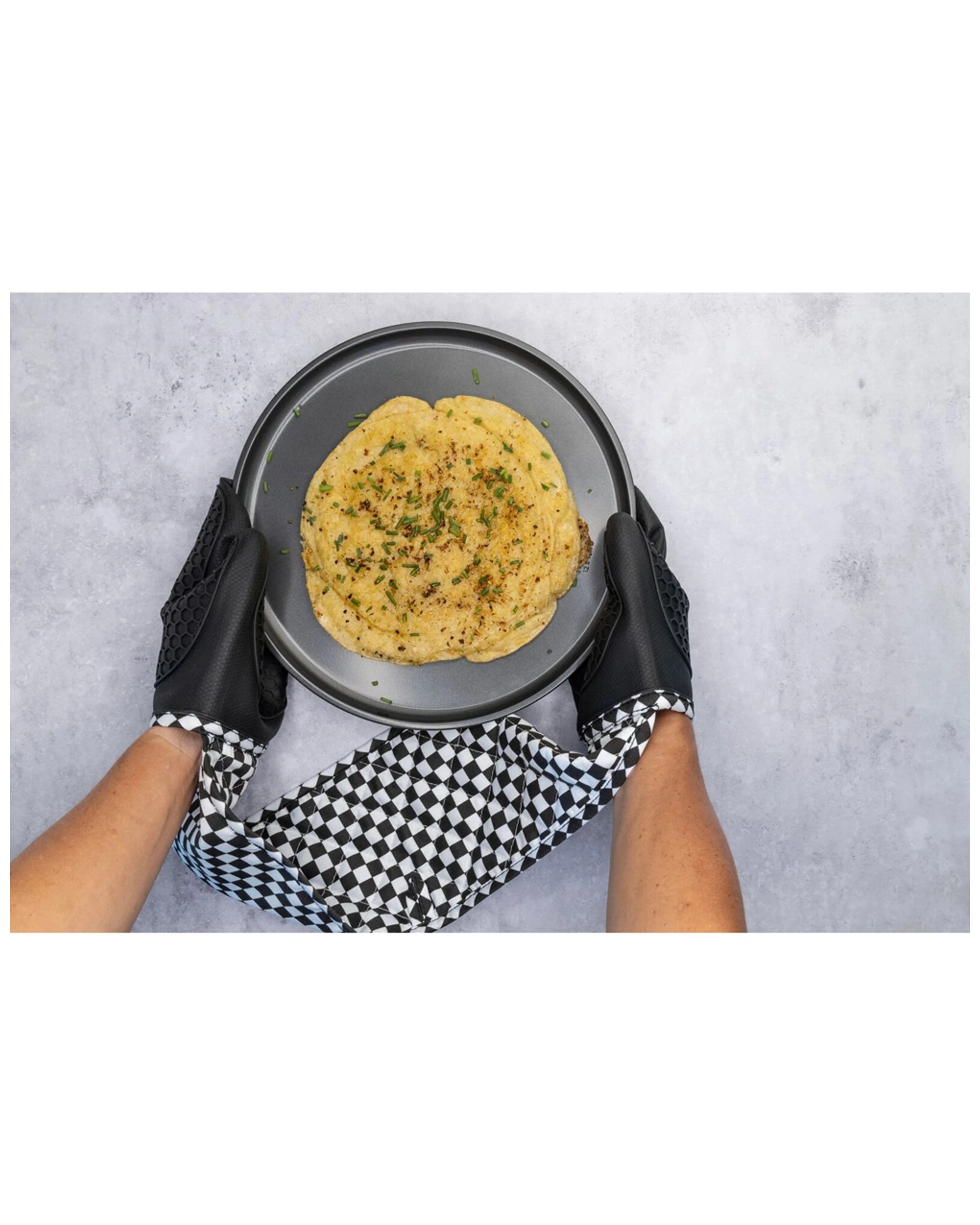 6 Cuisena Silicone Fabric Double Oven Glove — Heat-Resistant Black Check Kitchen Mitt - Black, 6 of 10