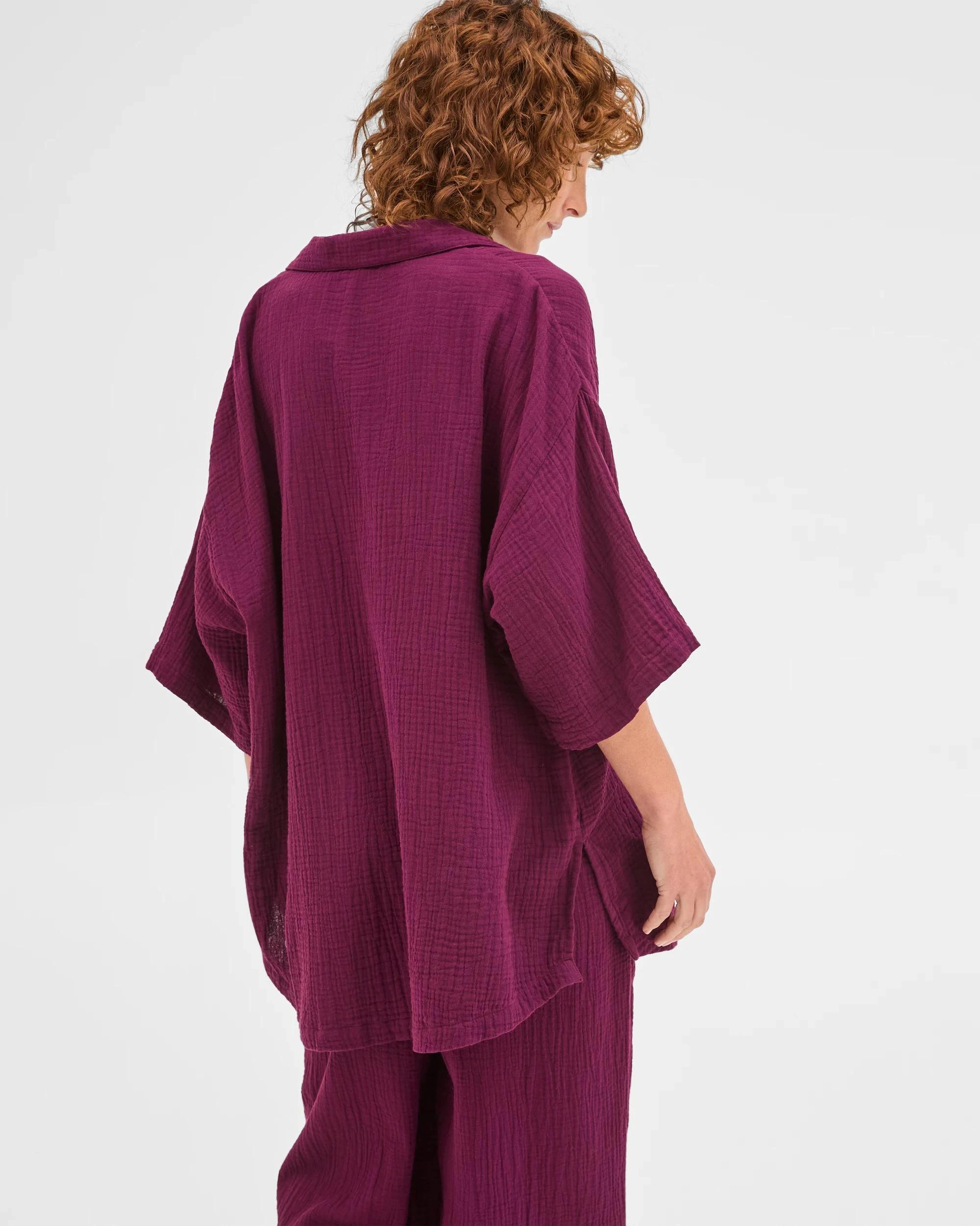 6 Target Woman Resort Australian Cotton Oversized Short Sleeve Shirt DEEP PLUM, 6 of 6