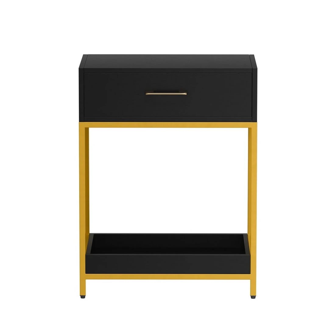 3 Artiss Bedside Table 1 Drawer with Shelf - MASON - Black, 3 of 7