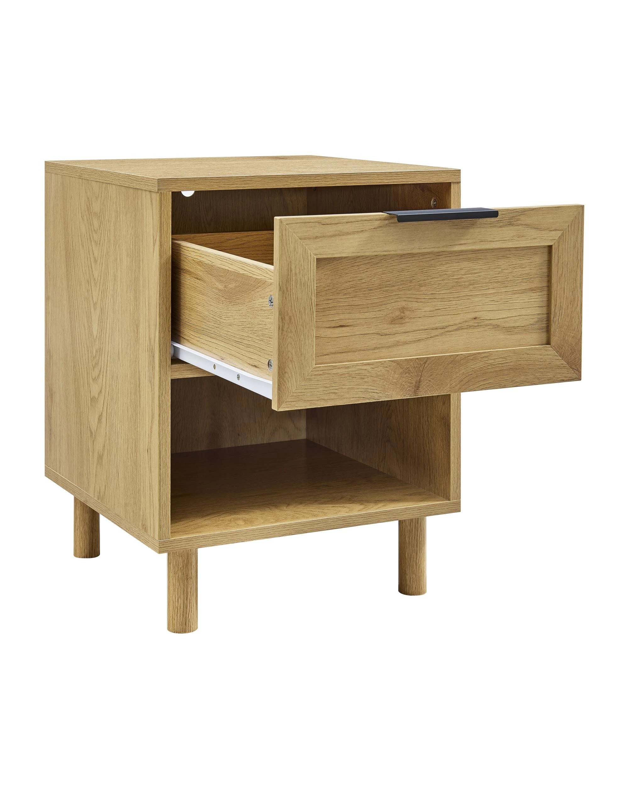 6 Kodu Bedside Unit Nightstand Side Table 1 Drawer Oak - Natural, 6 of 10