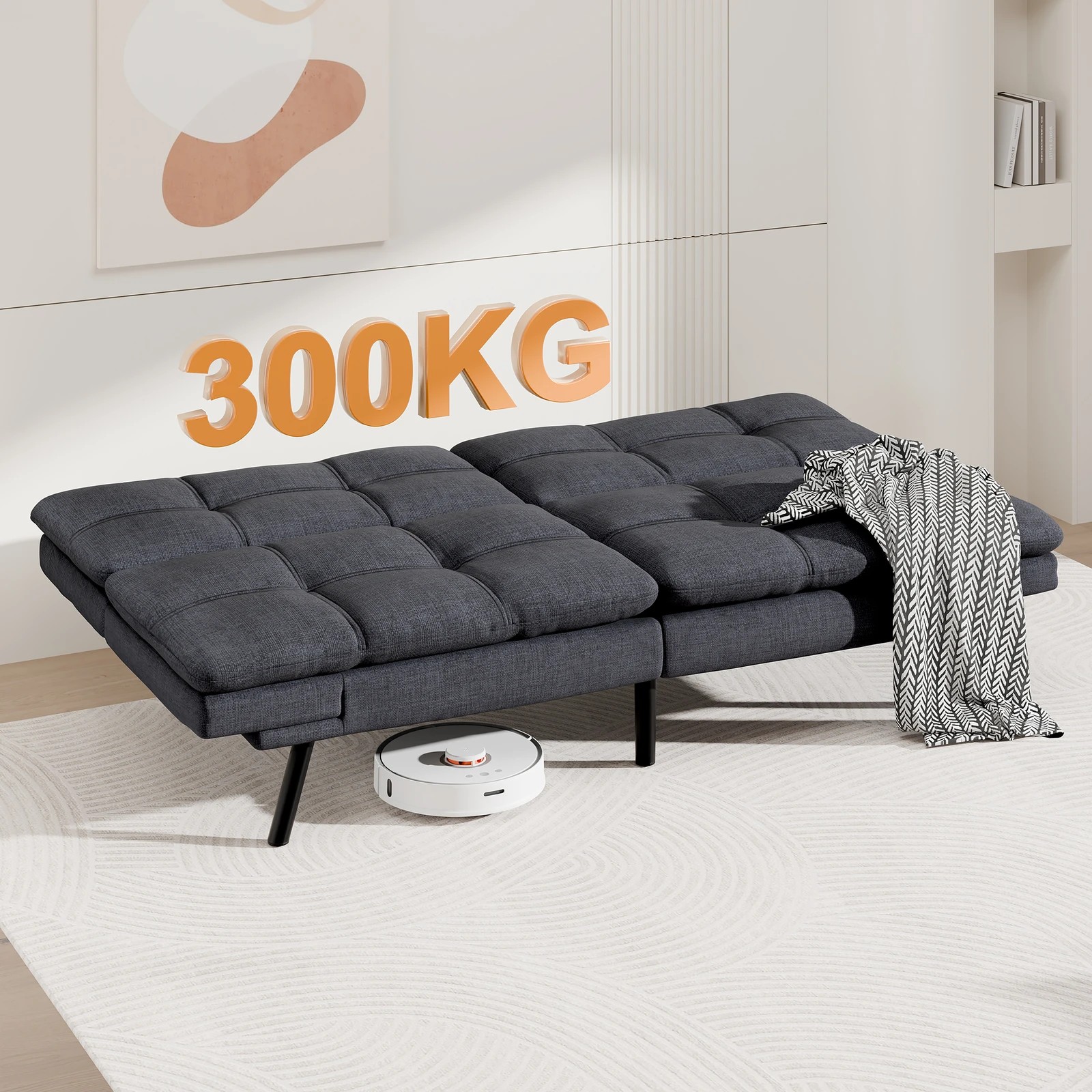 5 Alfordson Sofa Bed Couch 3 Seater Lounge Recliner Fabric - Grey, 5 of 9