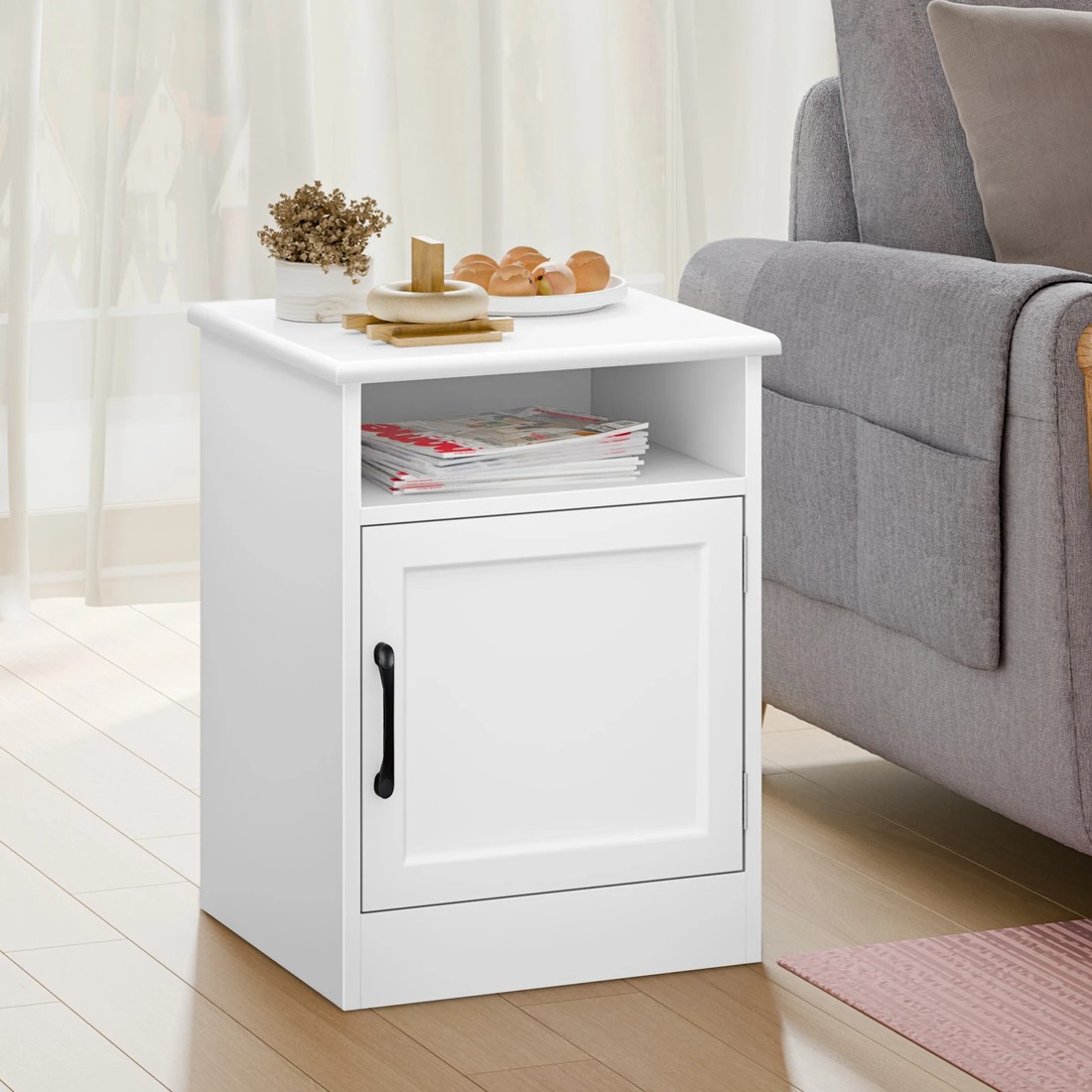4 Alfordson Bedside Table Storage Cabinet Side End Nightstand - White, 4 of 10