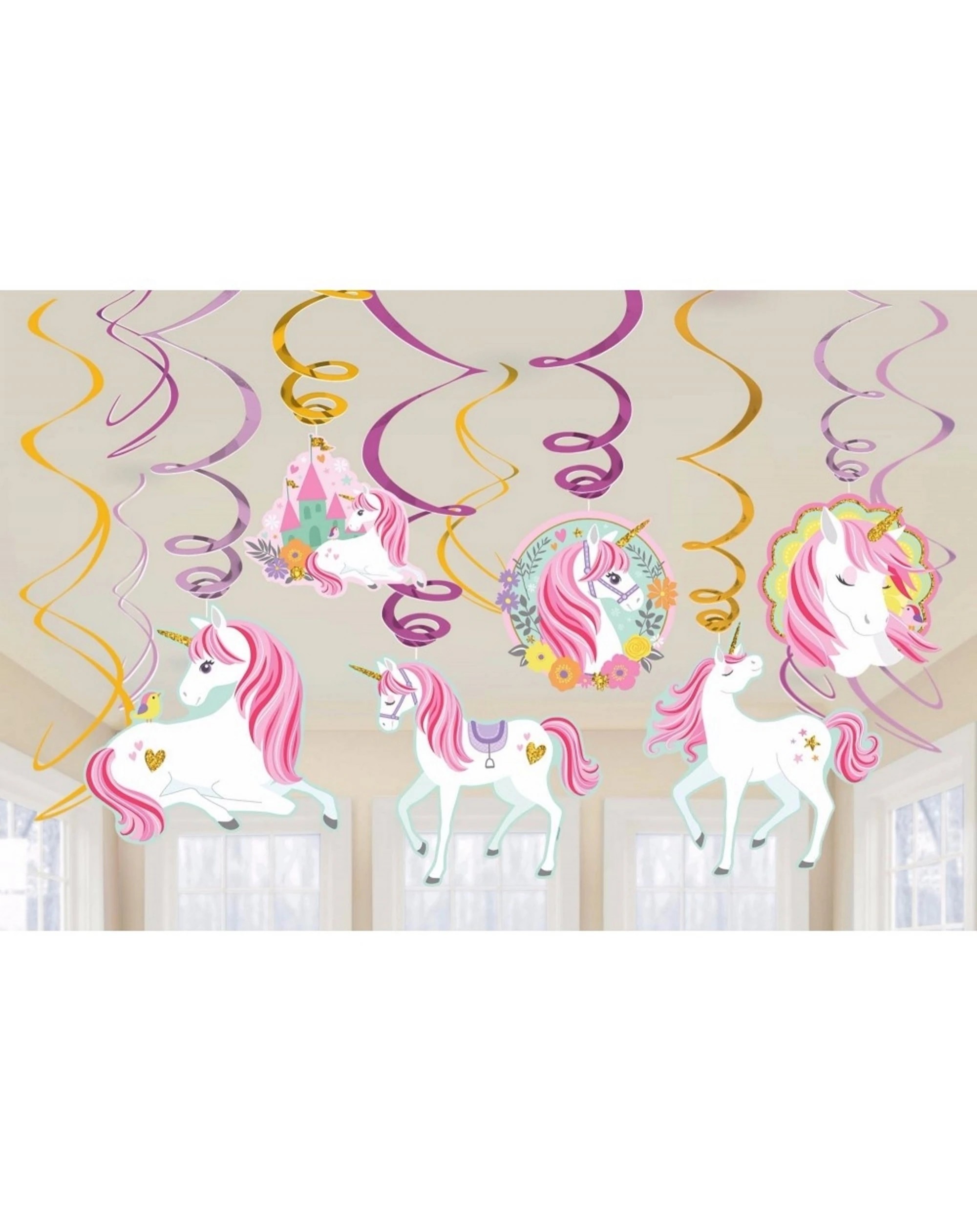 1 Amscan Inc. Magical Unicorn Swirl Decorations Pack of 12 - Multi, 1 of 1
