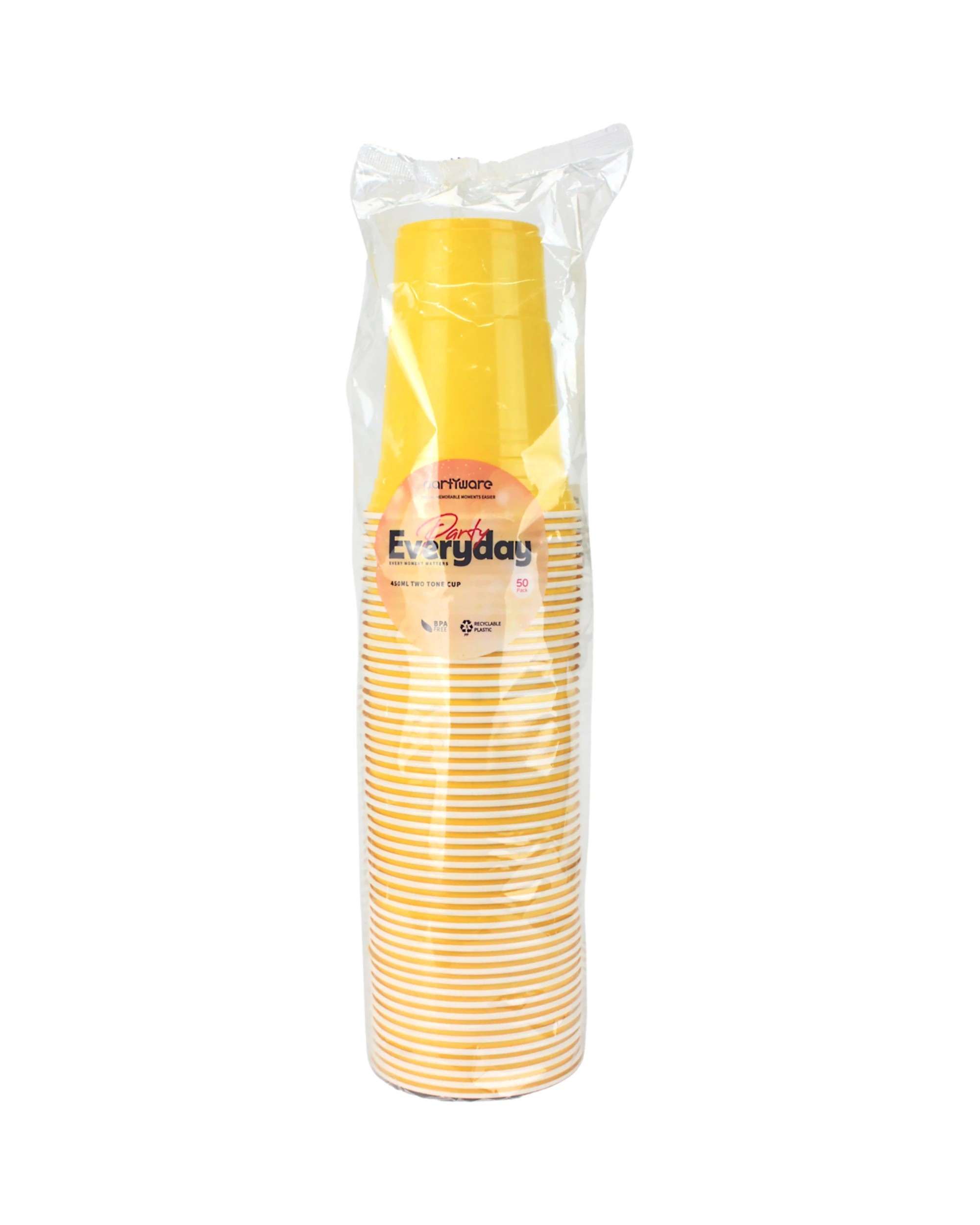 2 Partyware Everyday Party Bright Yellow American Cups 450ml Pack of 50 - Yellow, 2 of 3