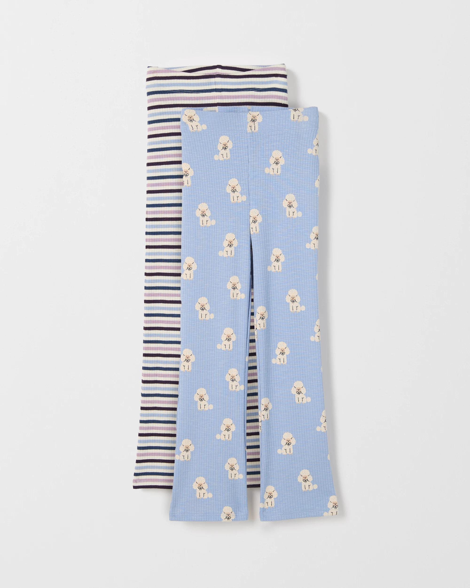 1 Target Kids 2 Pack Rib Knit Flare Leggings DOG STRIPE AOP, 1 of 4