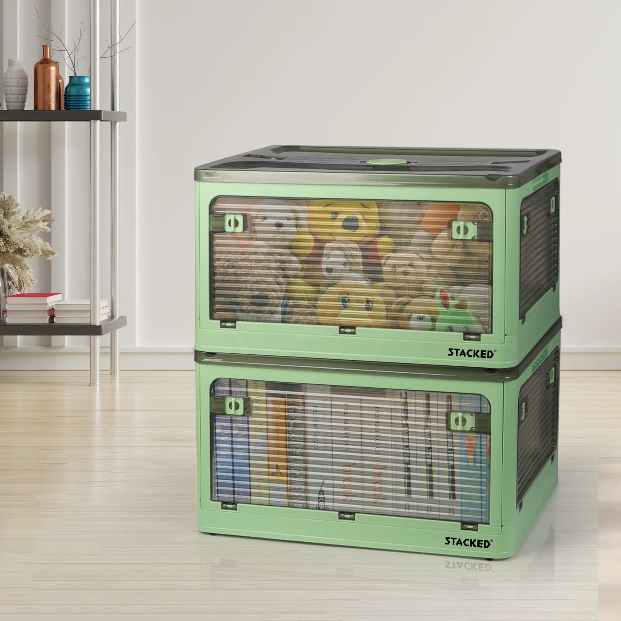 7 Traderight 55L M Size Foldatble Storage Container 5 Sides Open Door - Green, 7 of 7