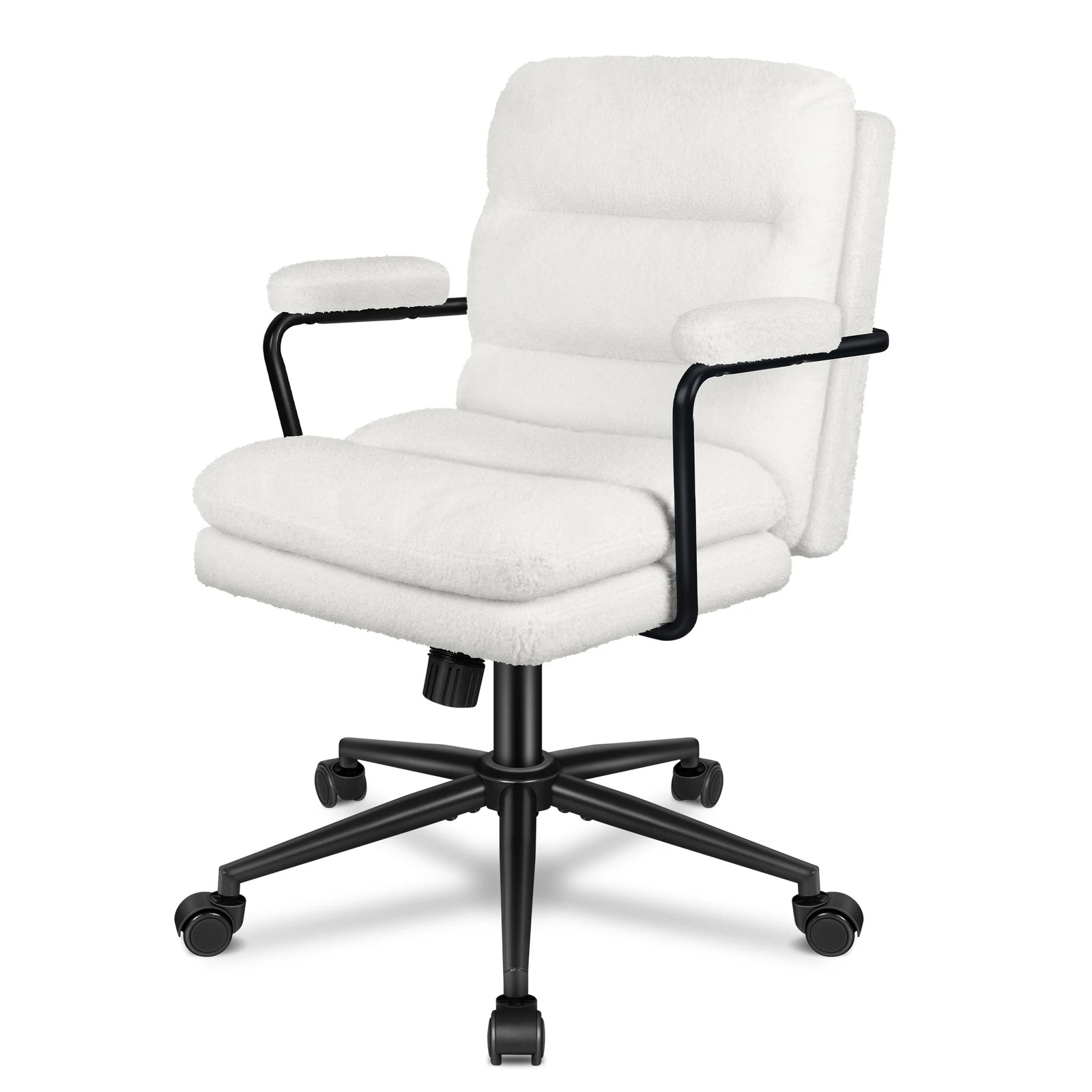 1 Alfordson Office Chair Ergonomic Executive Computer Work Seat Boucle - White, 1 of 10