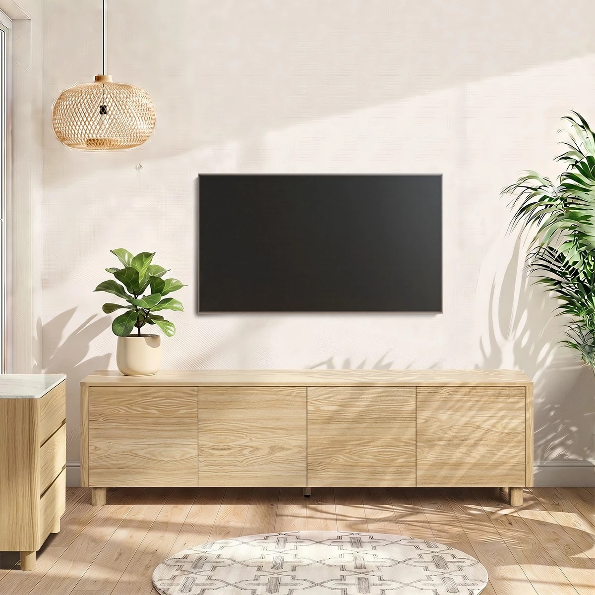 6 Oikiture TV Cabinet Entertainment Unit 180cm 4 Doors, 6 of 10