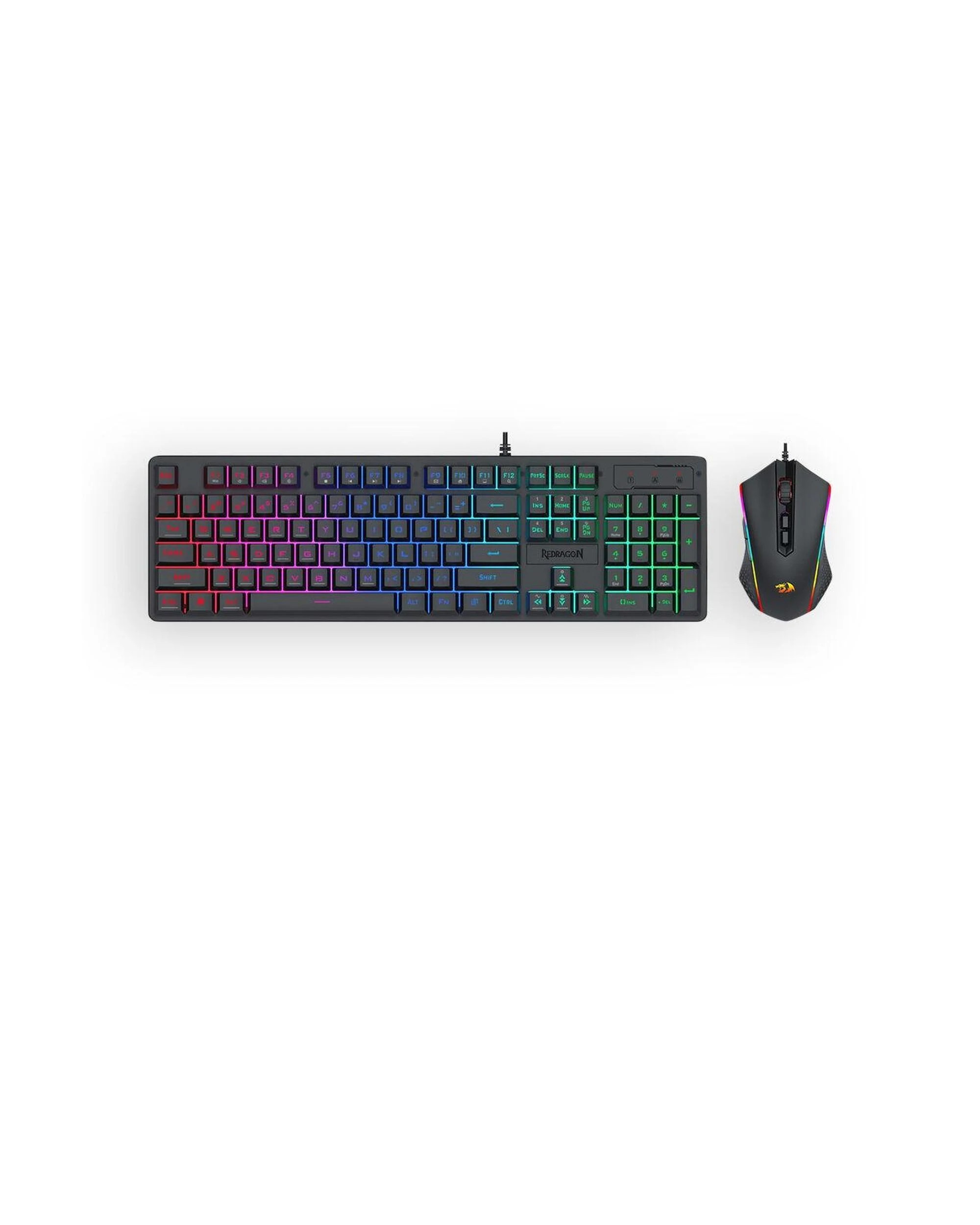 1 Redragon S107RGBBA Black Full Size RGB Membrane Keyboard Mouse Combo, 1 of 7