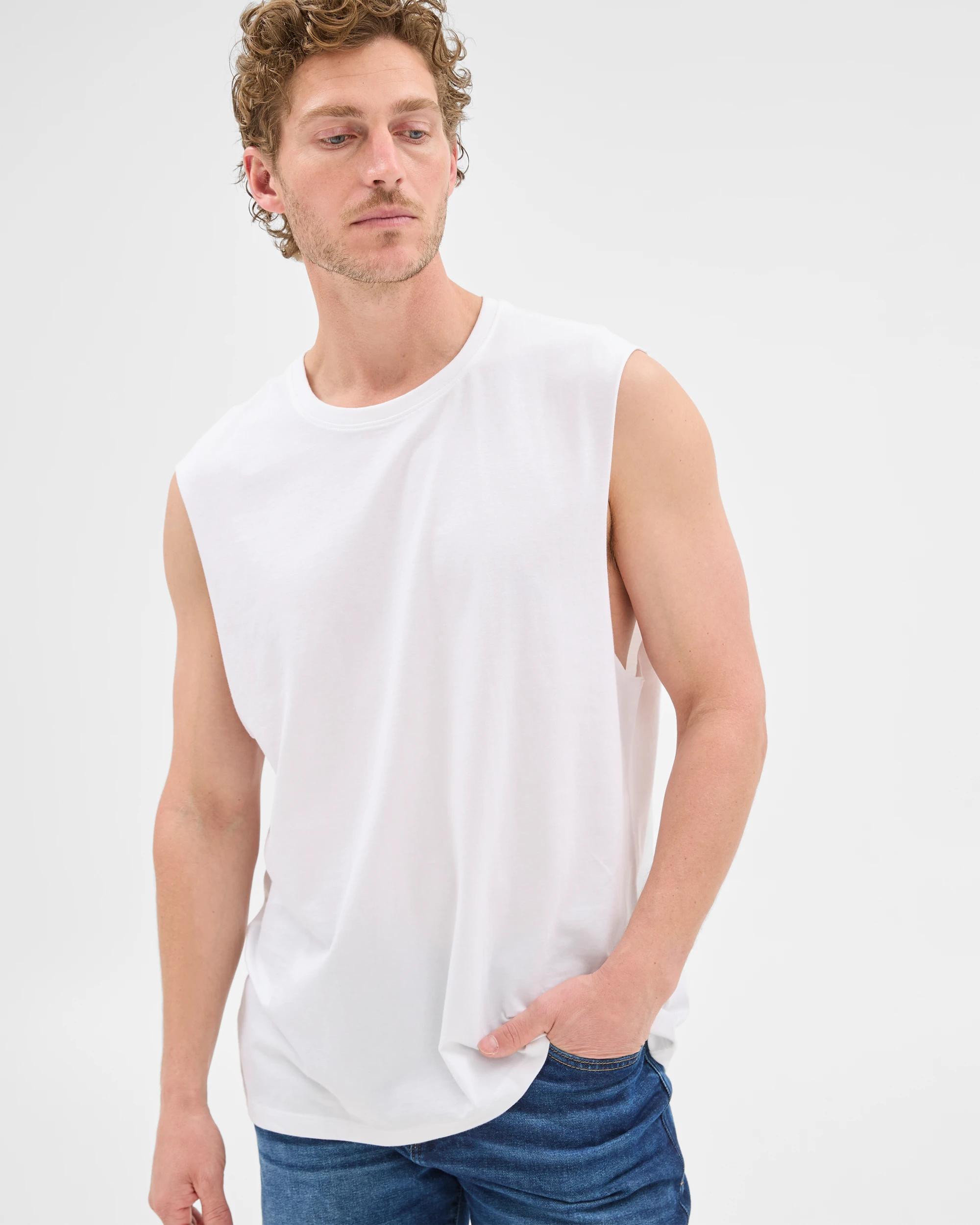 2 Target Australian Cotton Plain Tank Top WHITE, 2 of 5