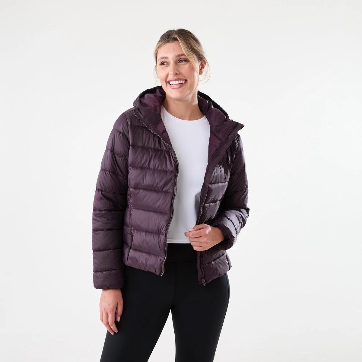 1 Active Womens Packable Puffer Jacket Pur Raisin, 1 of 7