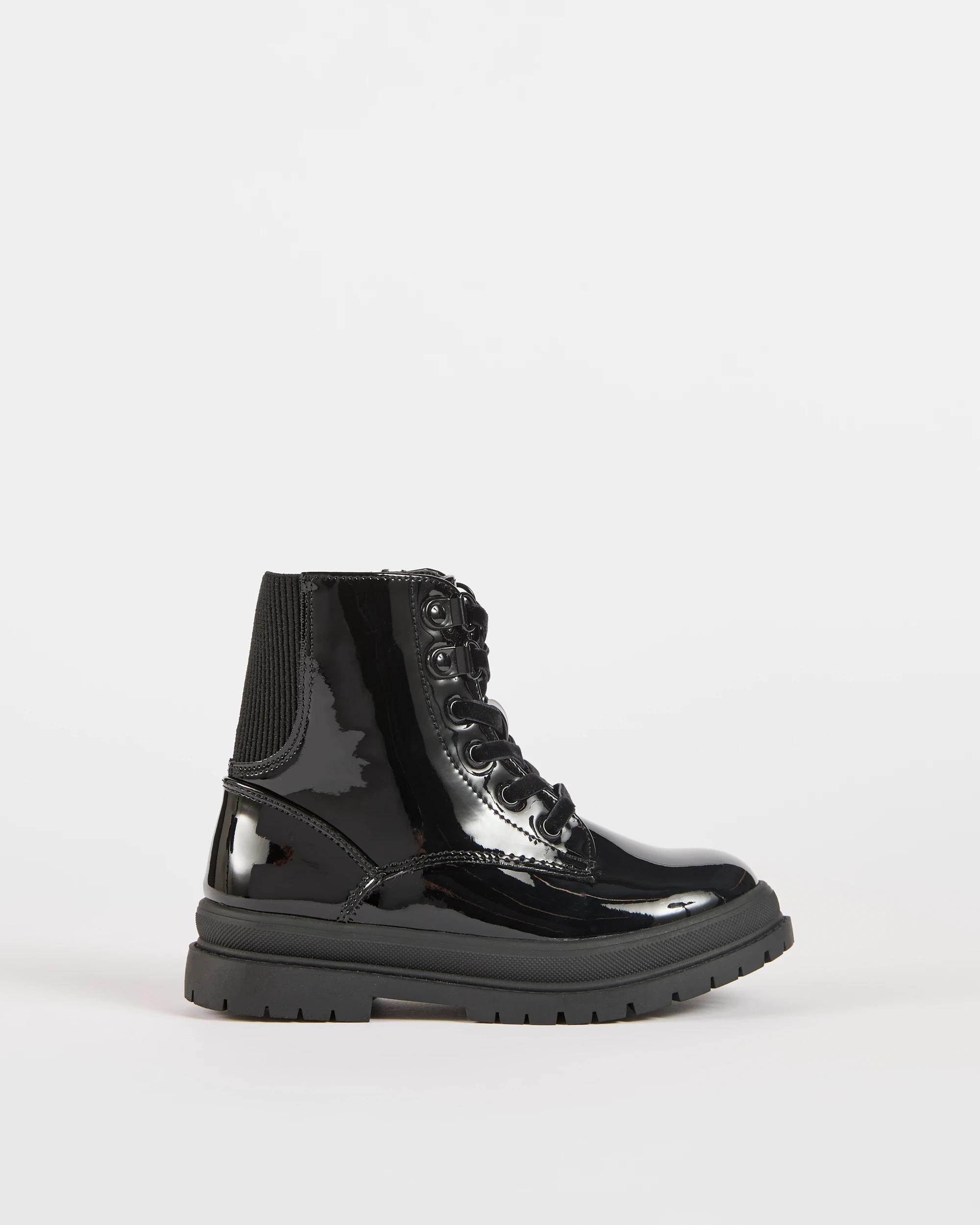 1 Target Kids Younger/Older Girls Lace Up Boots BLACK, 1 of 4