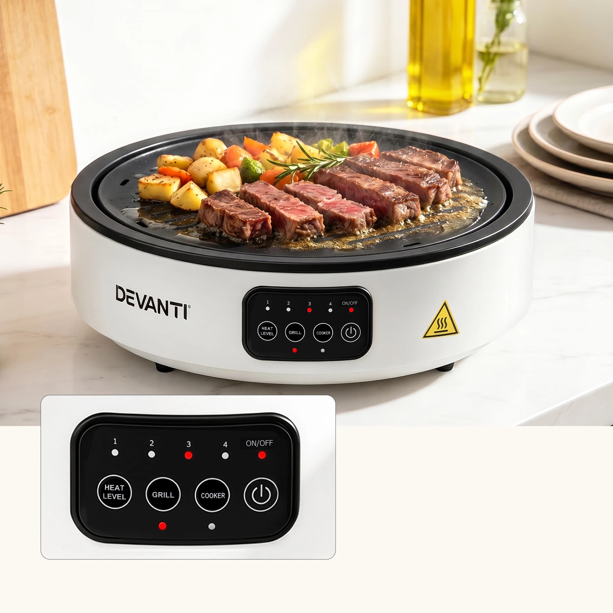 5 Devanti Ceramic Cooktop Electric Grill Cooker - White, 5 of 9