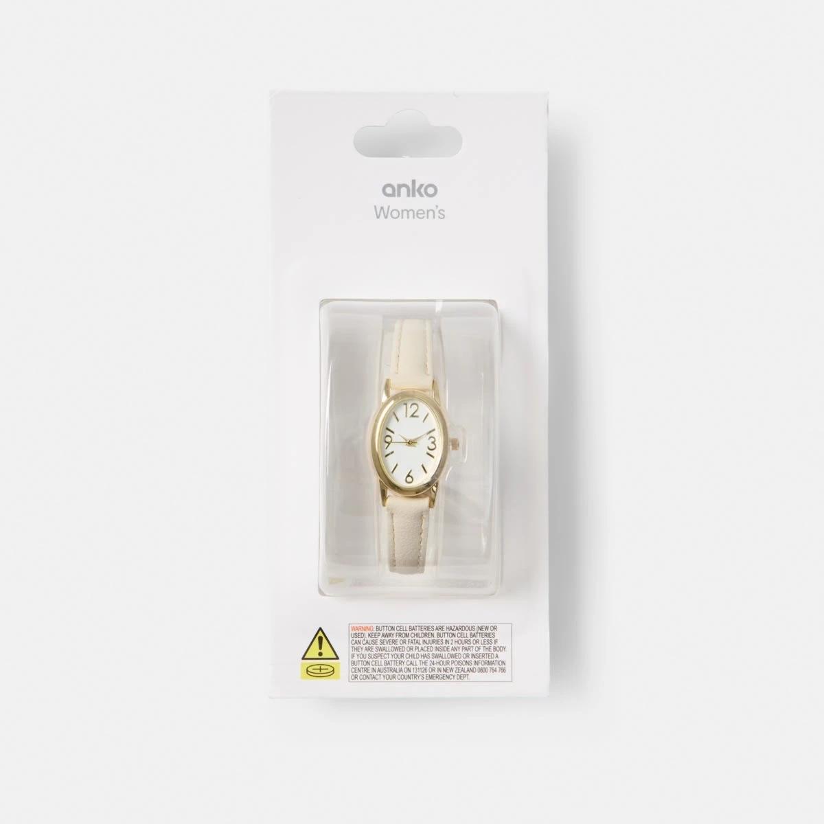 5 Womens Oval PU Watch - Beige Beige, 5 of 6
