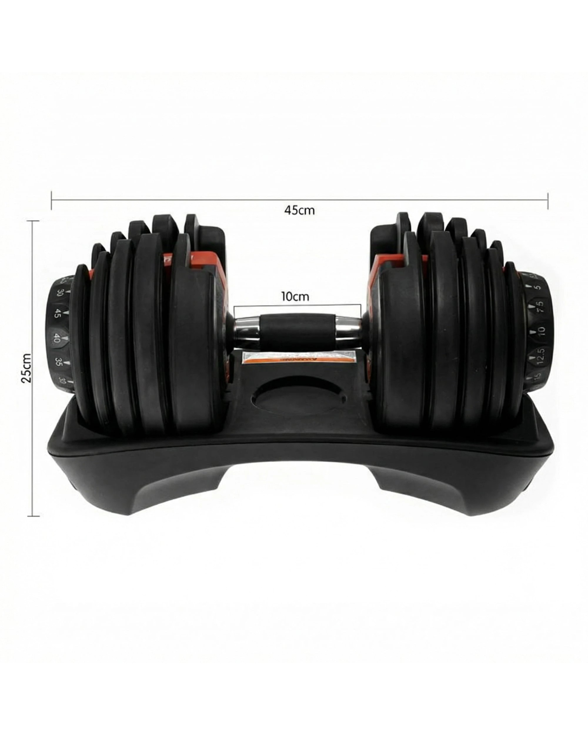 4 Powertrain 80KG Adjustable Dumbbell Set with Heavy Duty FID Bench - Black, 4 of 9