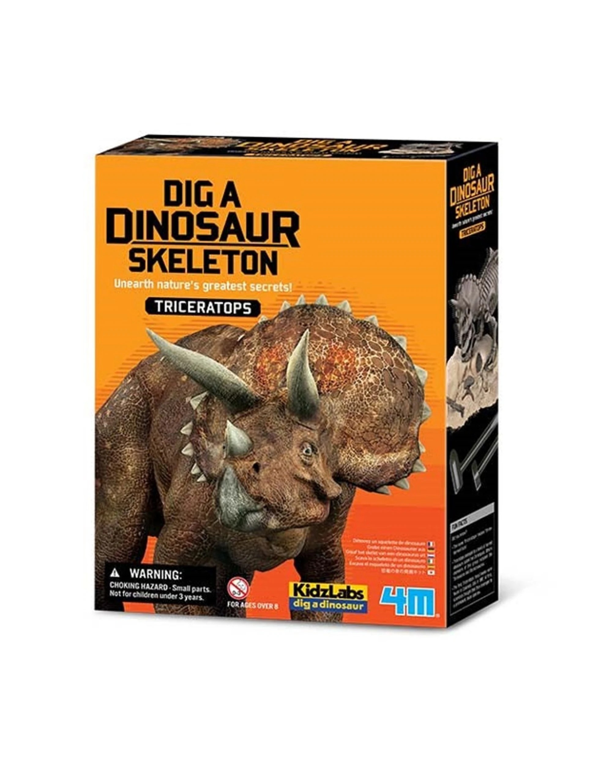 1 4M KidzLabs Dig A Dinosaur Triceratops Assemble Skeleton Kids Learning Toy, 1 of 3