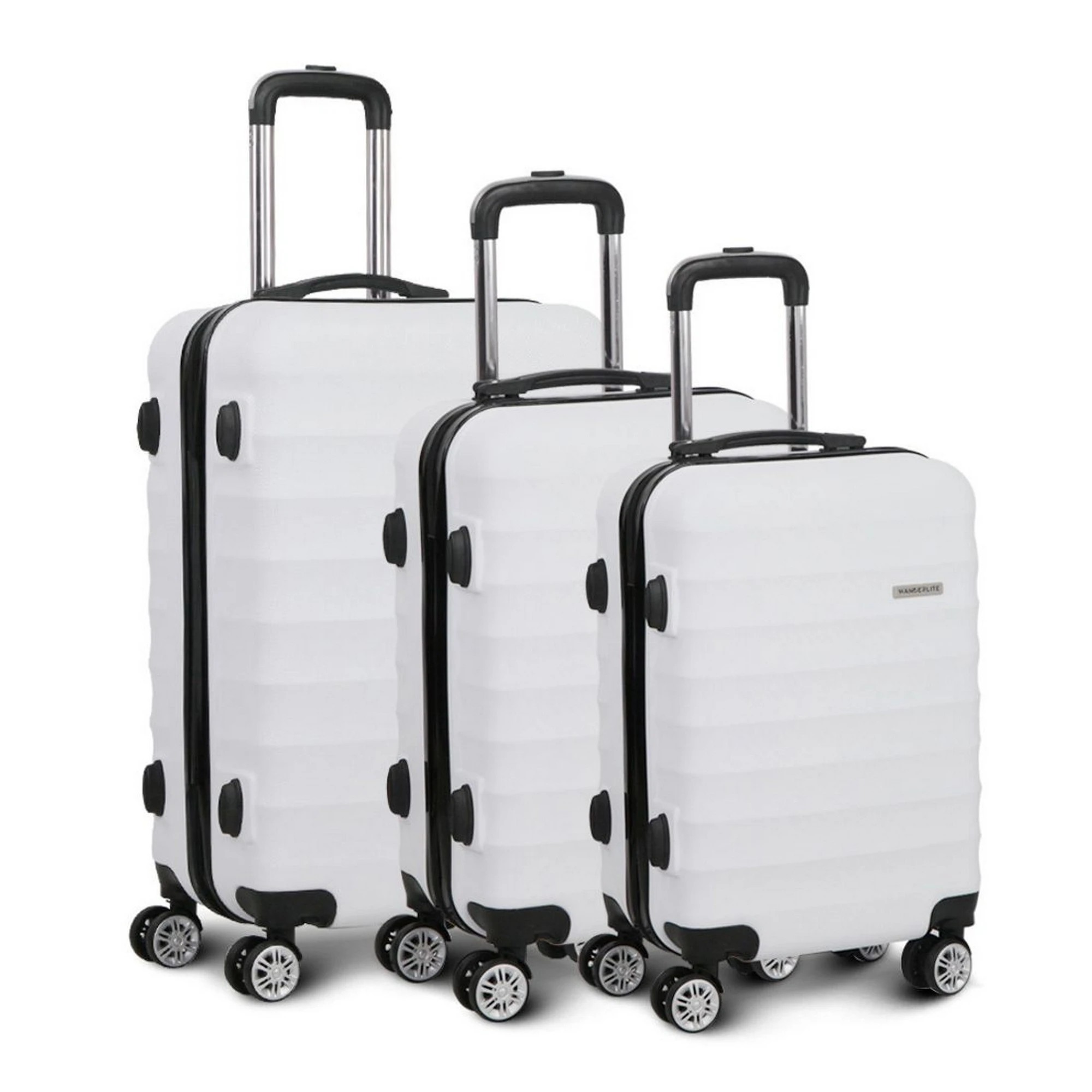 2 Wanderlite 3pcs Luggage Trolley Travel Suitcase Set TSA Hard Shell Case Strap - White, 2 of 6