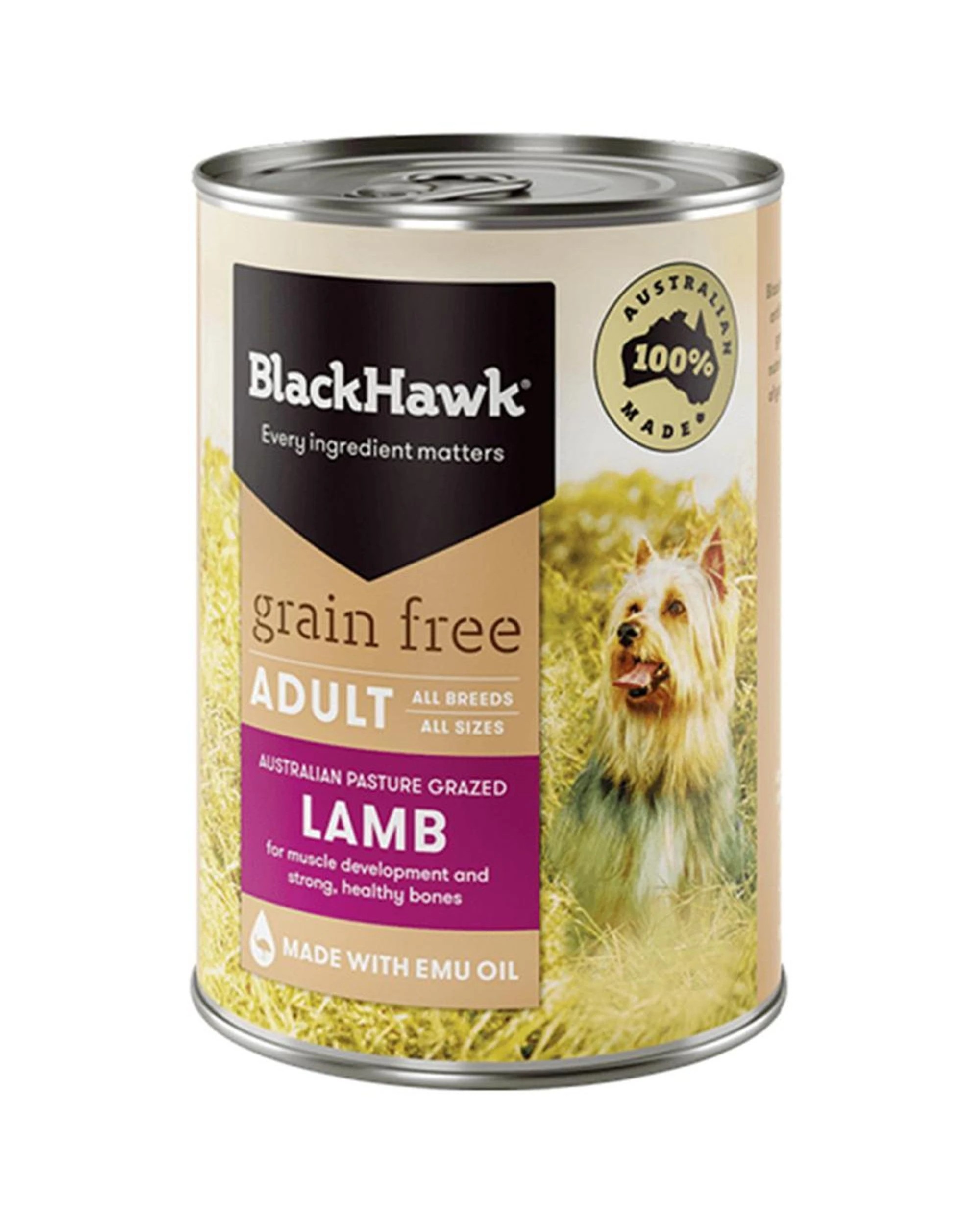 1 Black Hawk Grain Free Lamb Adult Dog Can 12X400g, 1 of 2