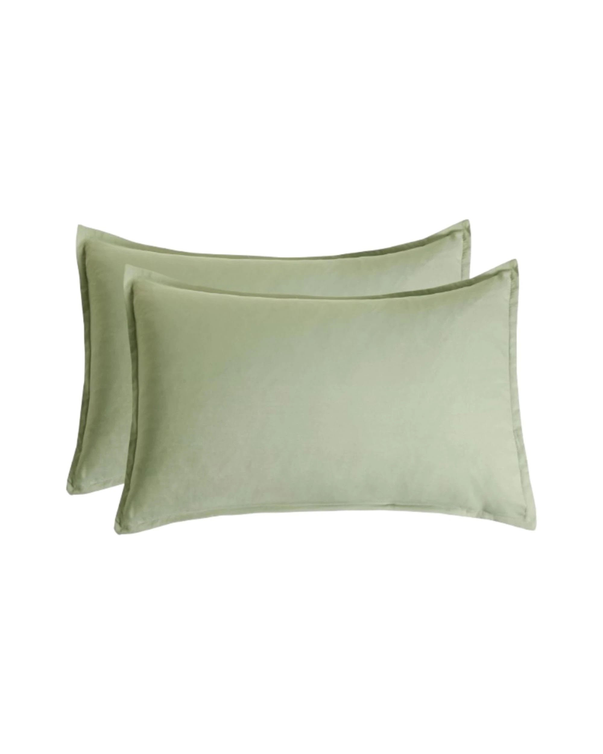 1 CleverPolly 2-Pack Vintage Washed Microfibre Standard Pillowcases - Eucalypt, 1 of 4
