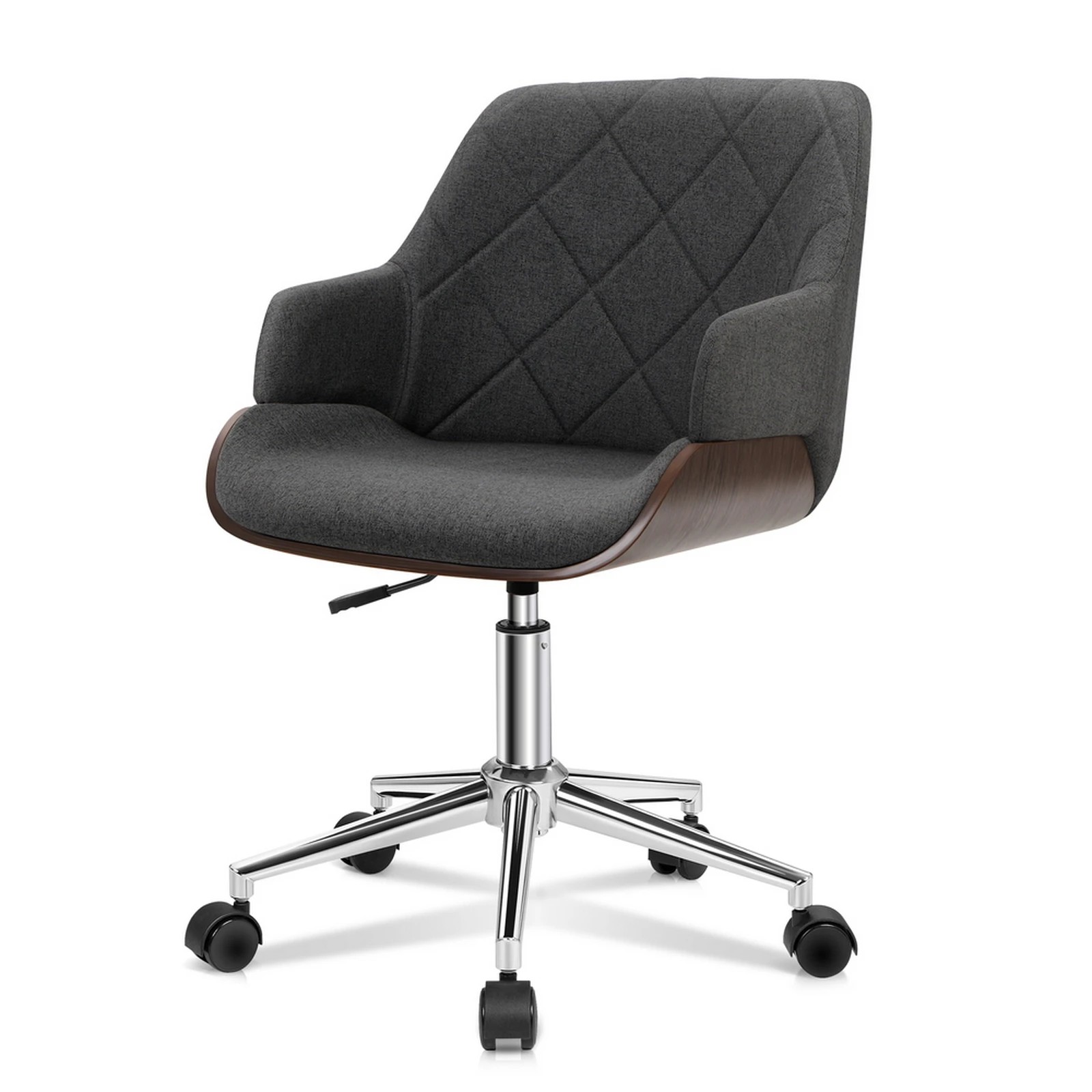 1 Alfordson Wooden Office Chair Computer Chairs Executive Seat Fabric - Grey, 1 of 10