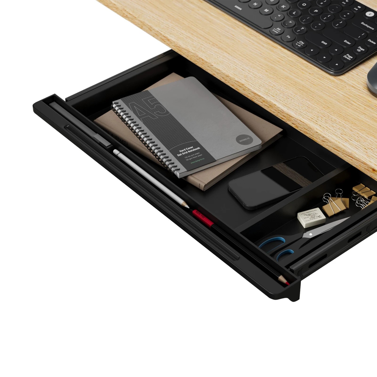 1 Oikiture Under Desk Drawer Pull-out Drawer Sliding Tray Storage Organizer
 - Black, 1 of 8