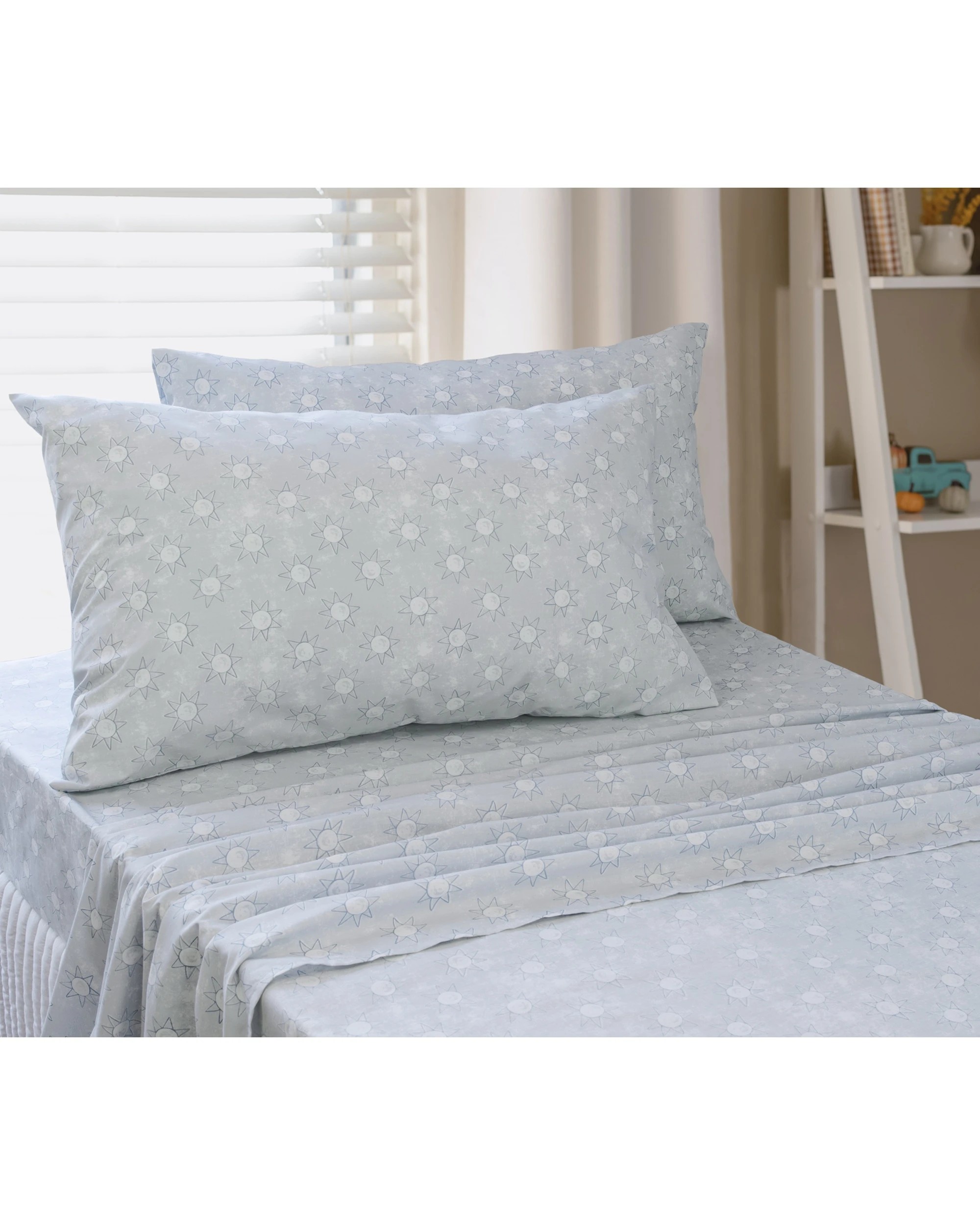 1 Jelly Bean Kids Suns Polyester Cotton Bedding Bed Sheet Set - Single Bed - Blue, 1 of 5