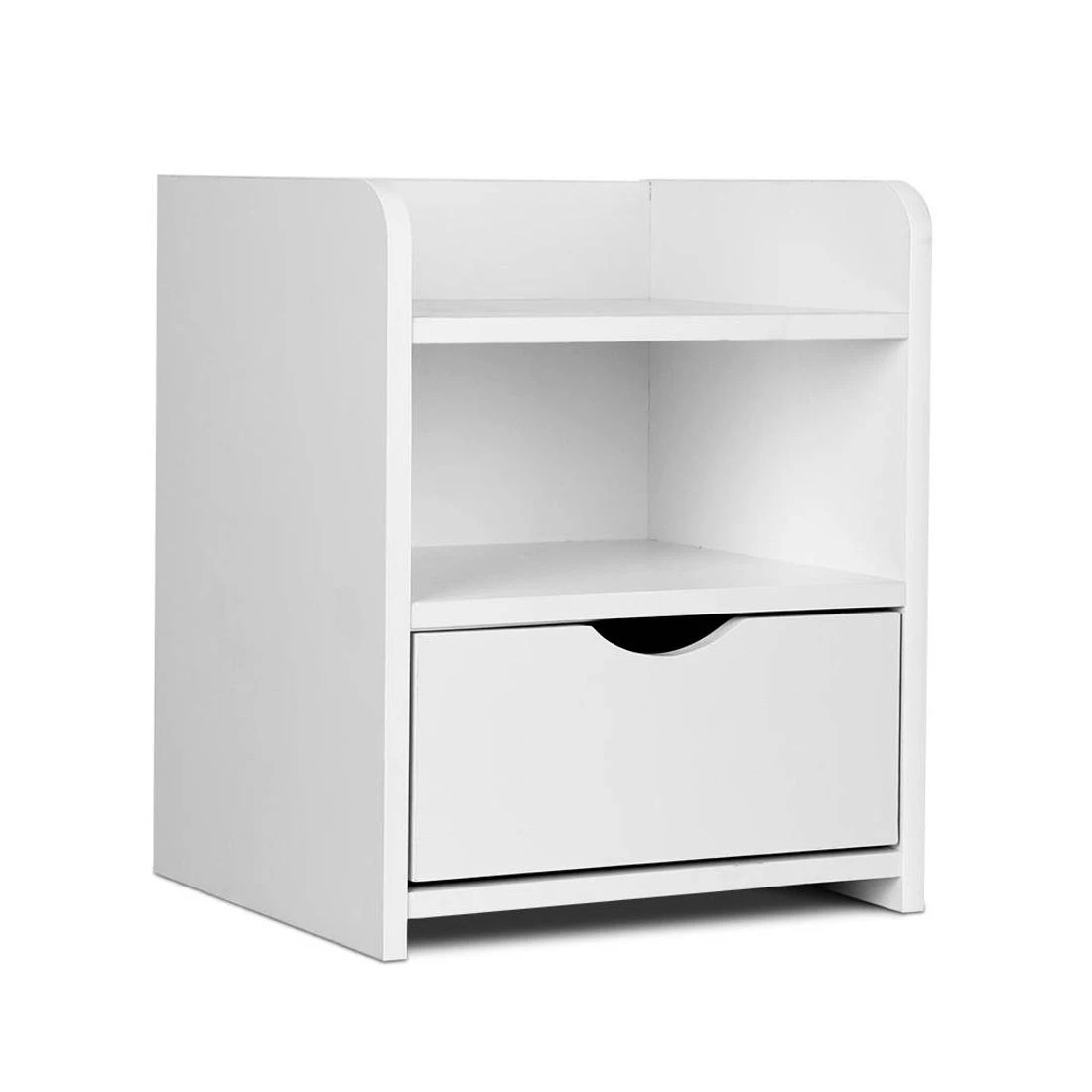 1 Artiss Bedside Table 1 Drawer with Shelf Nightstand Bedroom Furniture Storage Modern Decor Easy Assembly - White, 1 of 9
