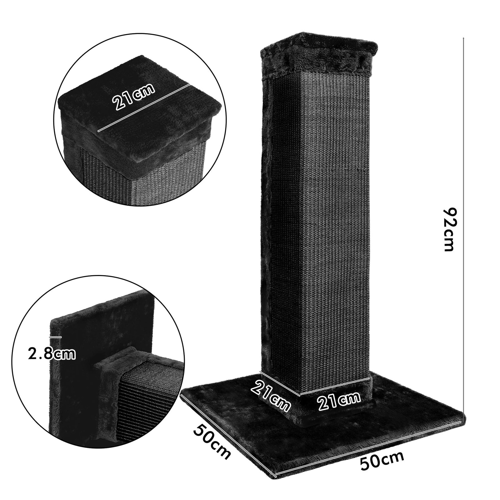 5 Beastie Cat Tree Scratcher Tower Scratching Post Condo House Furniture Wood 92cm - Black, 5 of 5