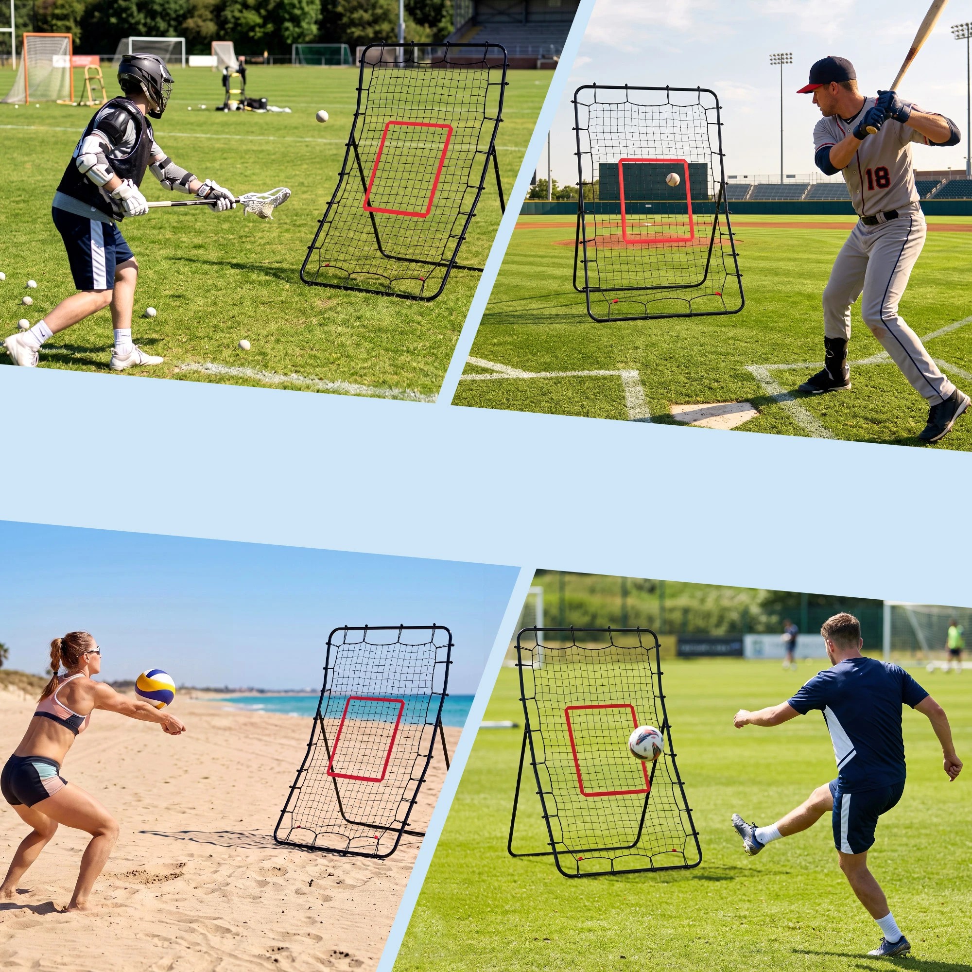 6 Everfit Baseball Rebounder Net Pitching Practice Target Screen 143cm - Black, 6 of 8