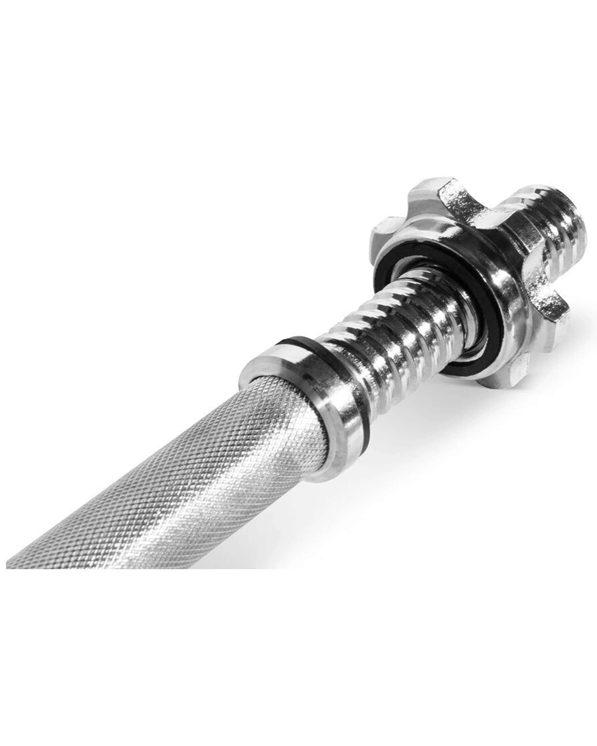 4 BODYWORX Spinlock Dumbbell Handles Pair 14in Threaded Collars 28mm 80kg - Silver, 4 of 4