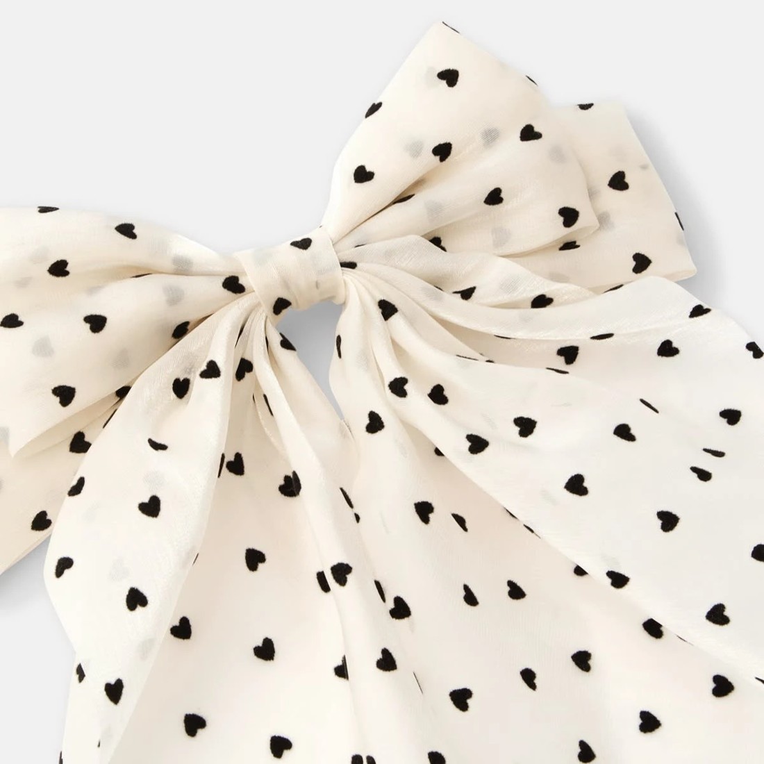 3 White Heart Barrette Large Bow Hair Clip, 3 of 6