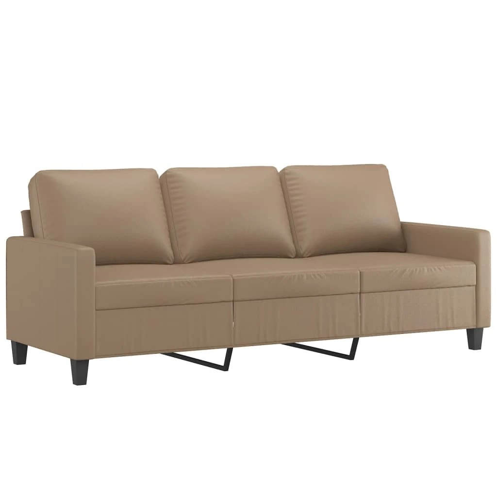 3 Vidaxl 2 Piece Sofa Set With Cushions Cappuccino Faux Leather - Brown, 3 of 6