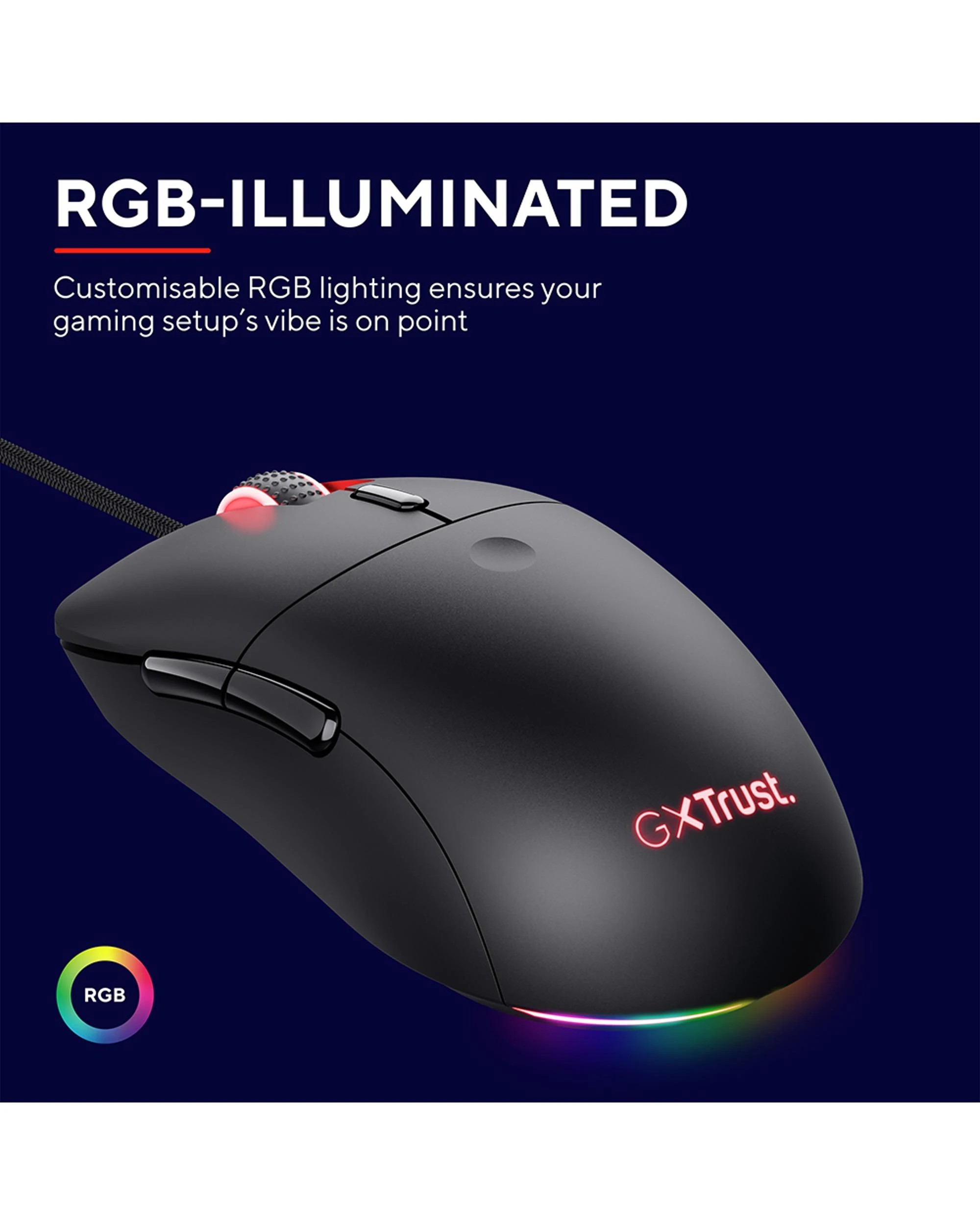 6 Trust GXT981 Lightweight Wired RGB Gaming Mouse - Black, 6 of 10